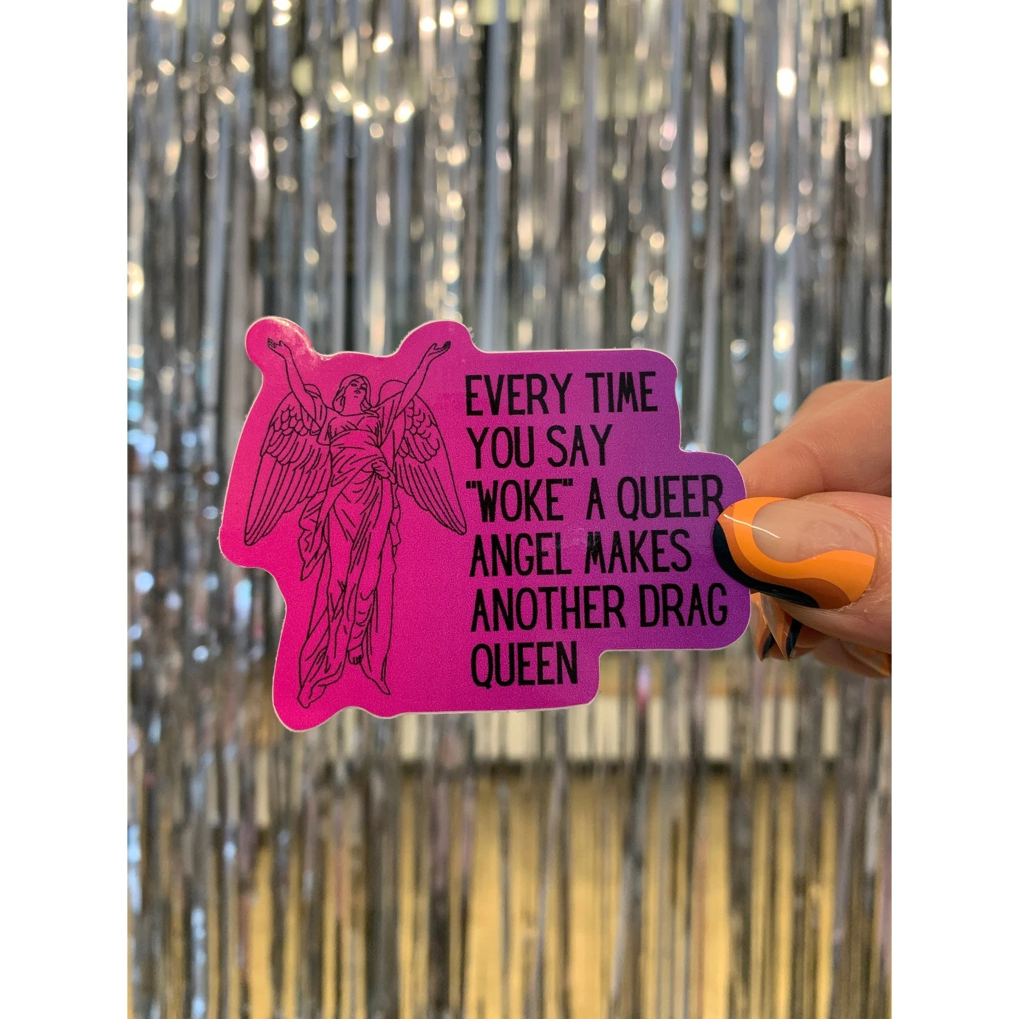 Woke Queer Angel Drag Queen Sticker - Image 4
