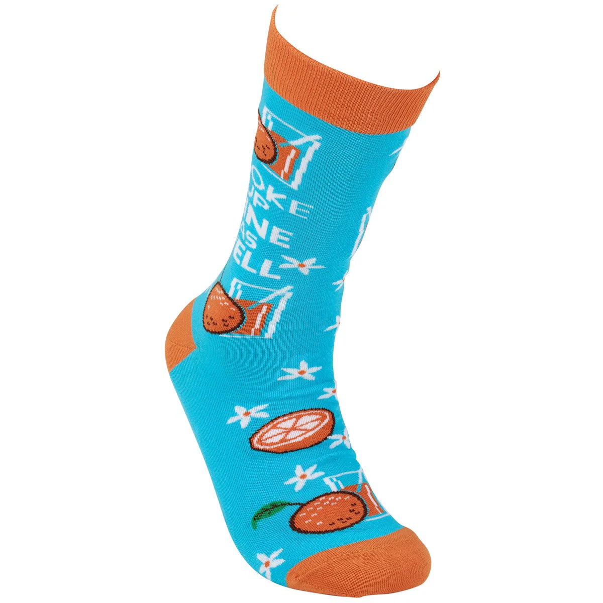 Woke Up Fine As Hell Socks in Blue | Orange Juice Illustration | Gift for Her - Image 4