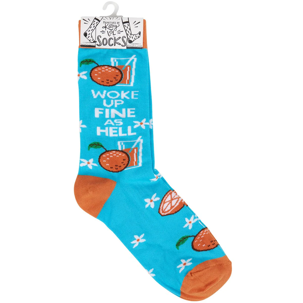 Woke Up Fine As Hell Socks in Blue | Orange Juice Illustration | Gift for Her - Image 5