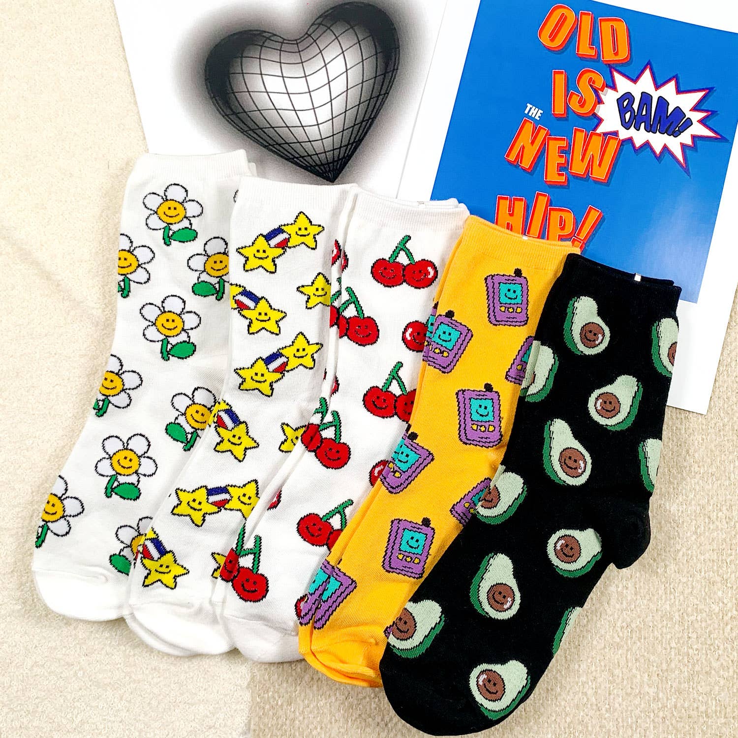Flower Face Pangpara-Pangpang Women's Crew Socks [Size 5-10] - Image 6