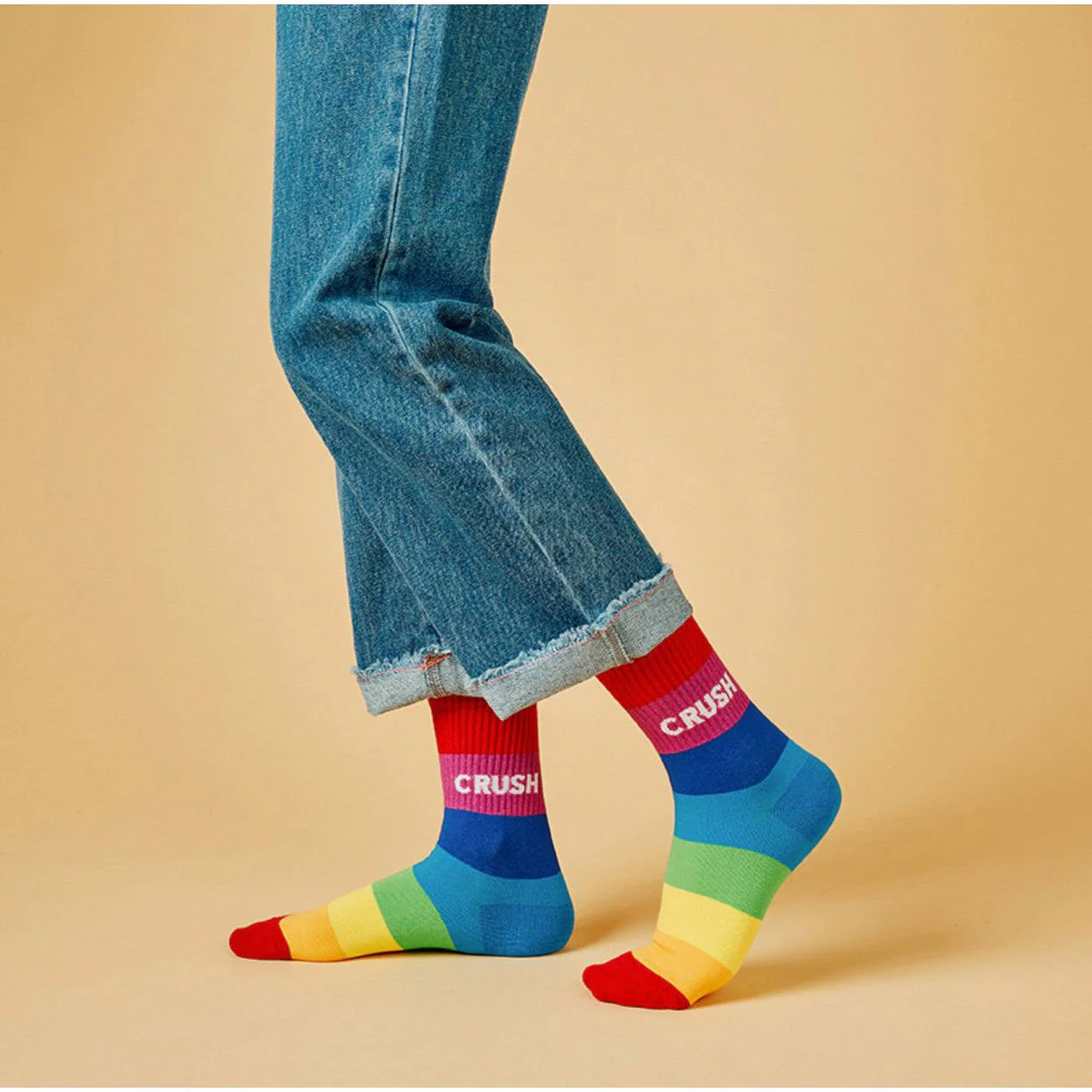 Rainbow Crush Women's Crew Socks [2 Color Shade Options] Size 5-10 - Image 3