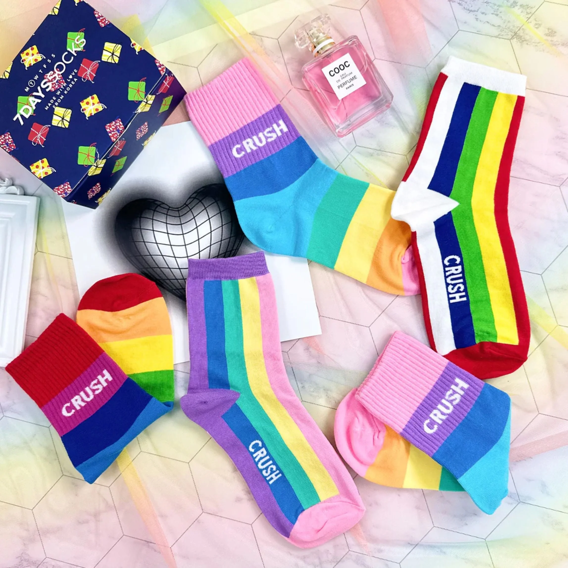 Rainbow Crush Women's Crew Socks [2 Color Shade Options] Size 5-10 - Image 5