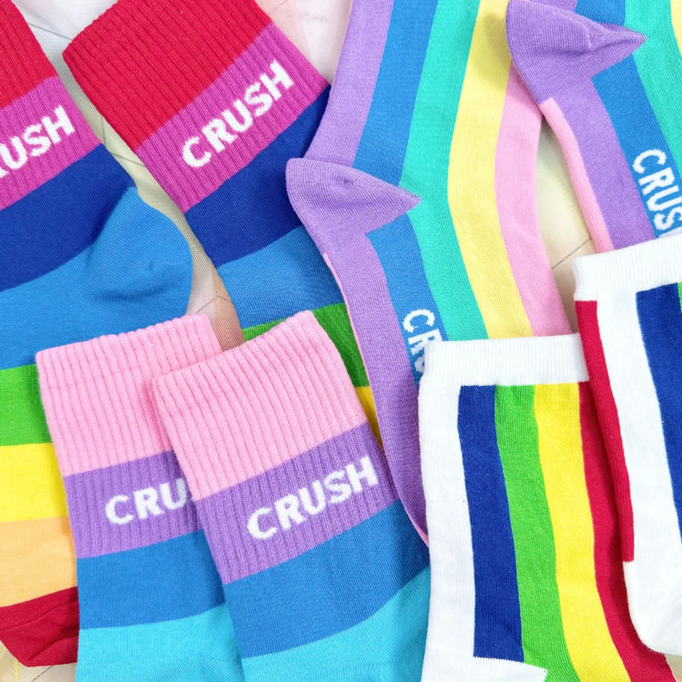 Rainbow Crush Women's Crew Socks [2 Color Shade Options] Size 5-10 - Image 7