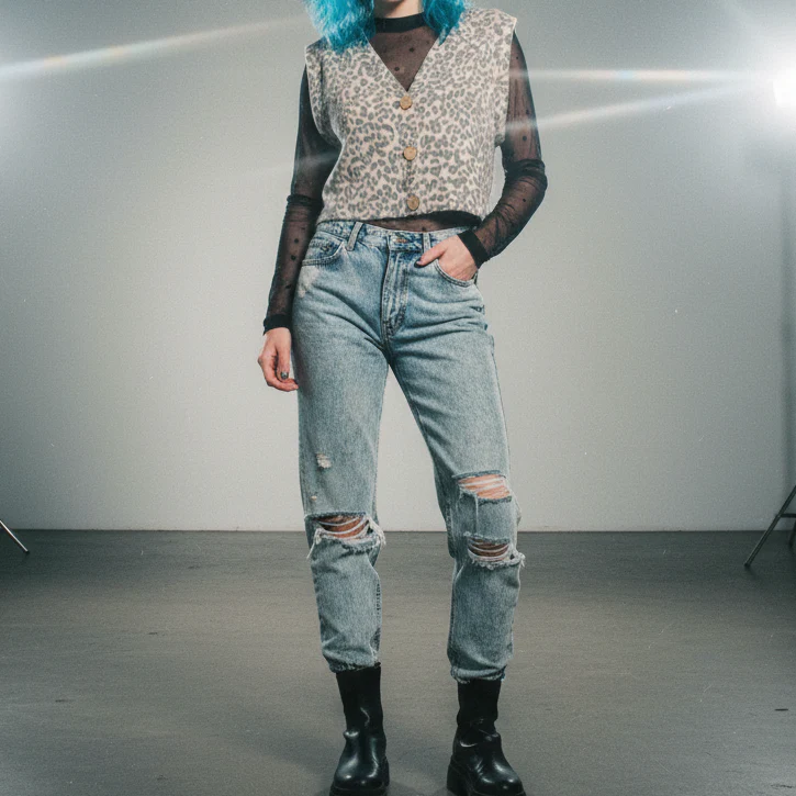 Fuzzy Animal Print Button Front Sweater Vest Cropped Top in Charcoal or Camel [Sizes SM–L] - Image 14