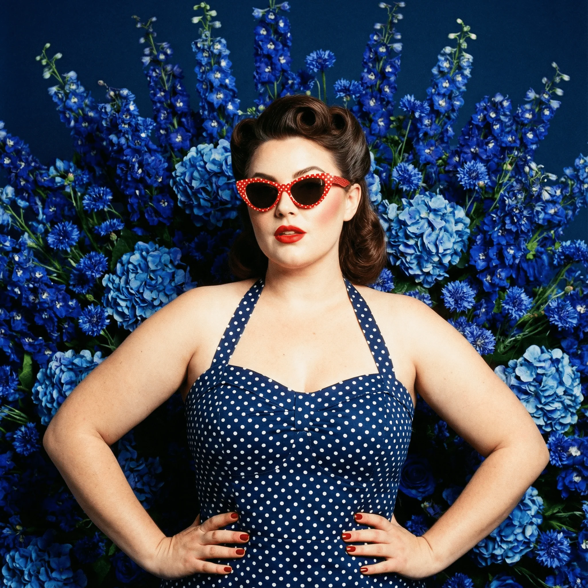 Women's Retro Rockabilly Polka Dot Cat Eye Sunglasses - Image 8