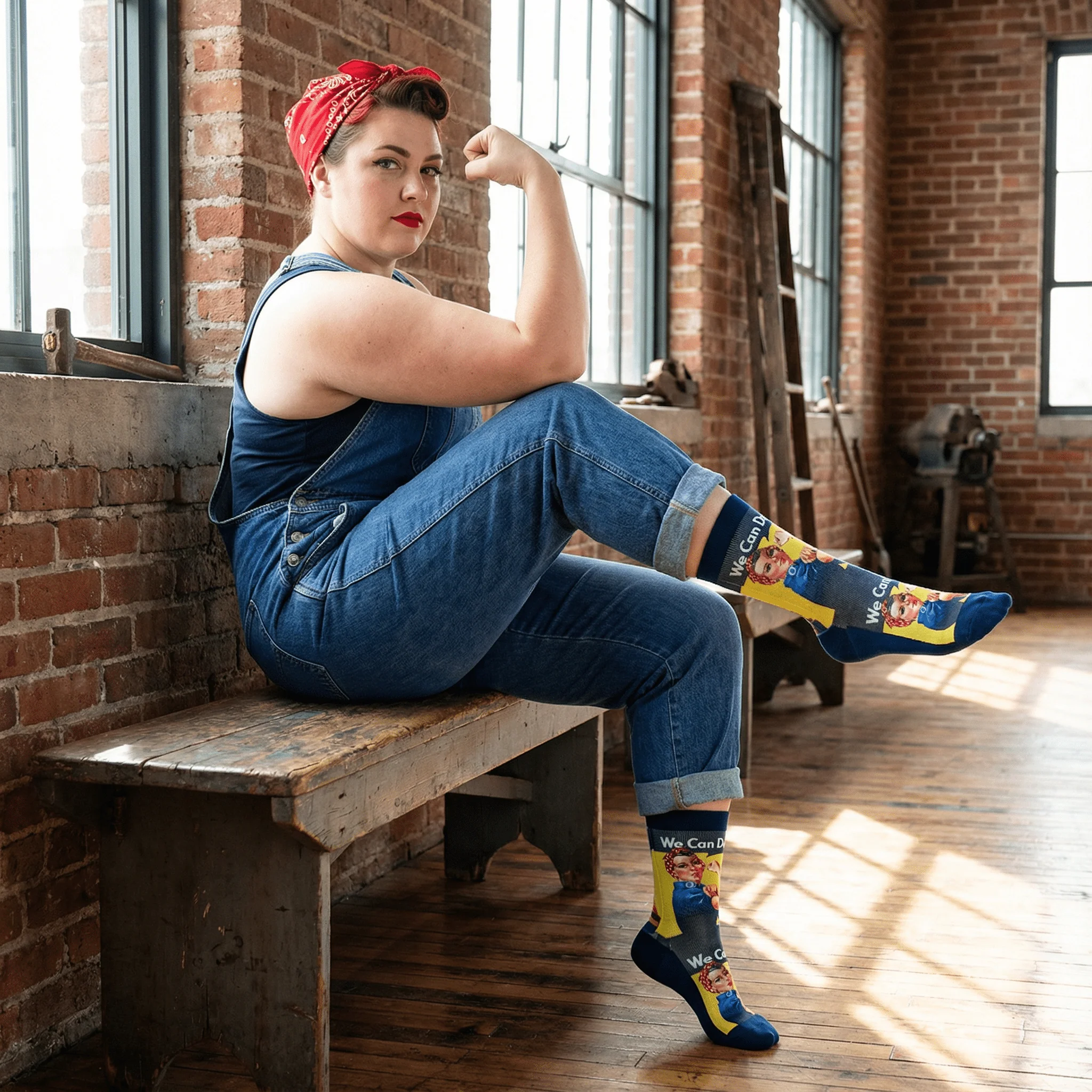 We Can Do It Women’s Rosie the Riveter Socks | Empowering Feminist Crew Socks - Image 2