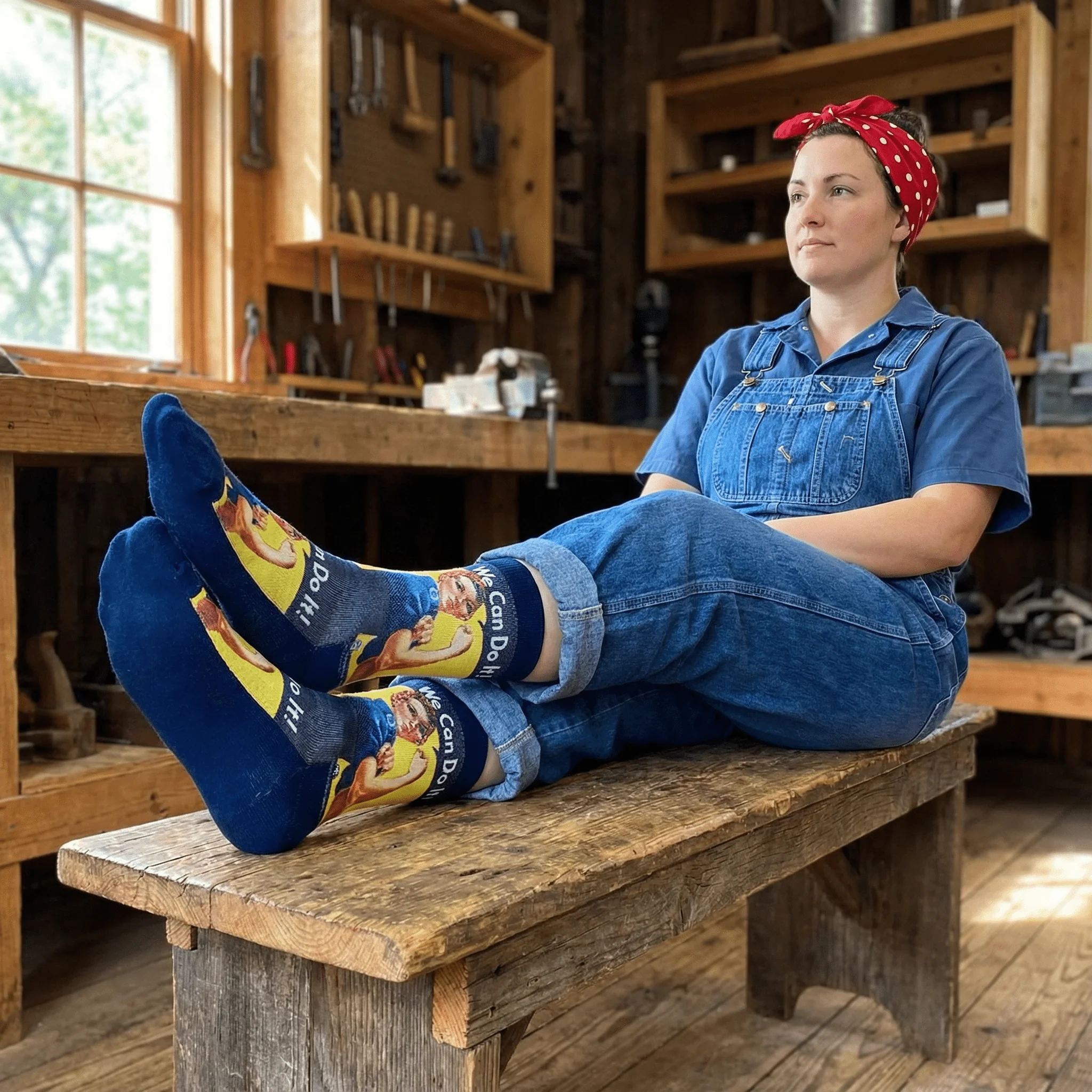 We Can Do It Women’s Rosie the Riveter Socks | Empowering Feminist Crew Socks - Image 3