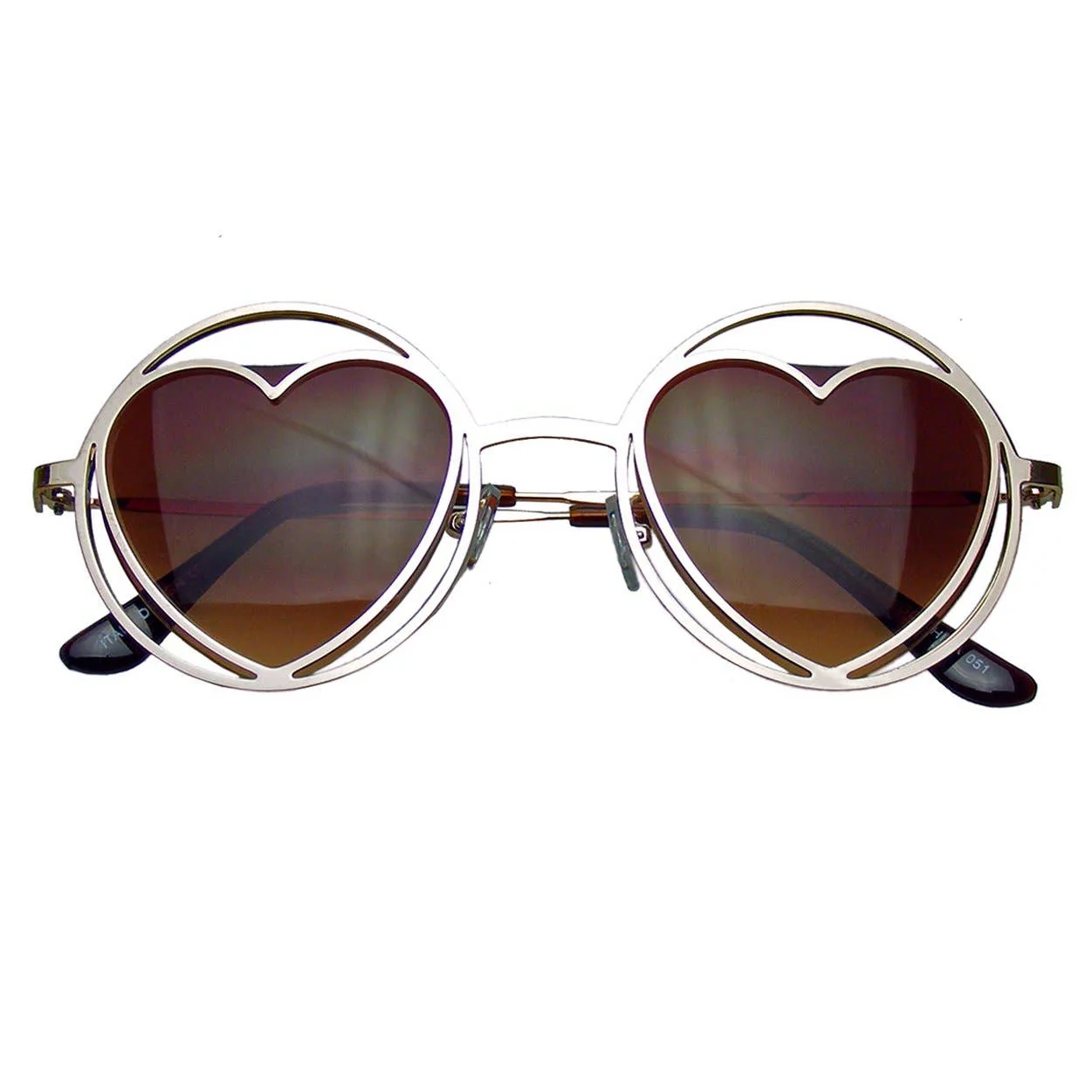 Round Metal Heart Shape Hippie Sunglasses | Circle Sunnies - Image 6