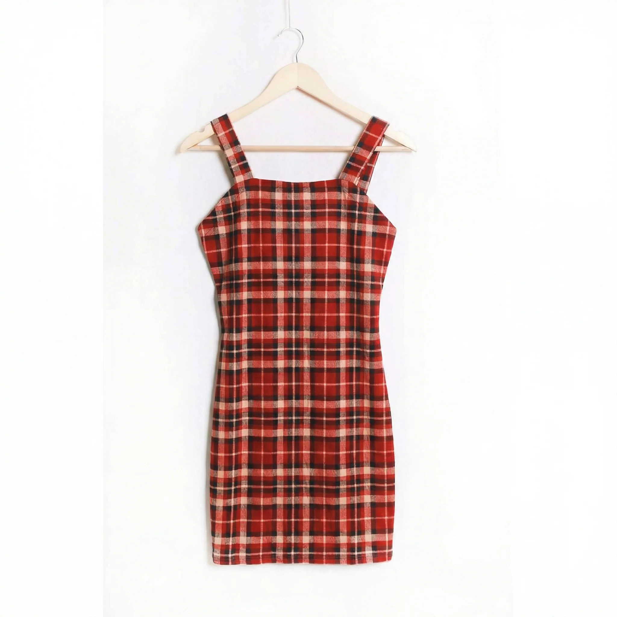 Sleeveless Strappy Plaid Mini Dress in Pomegranate | Red Check Mini Dress | Trendy Women’s Dress (SM–XL) - Image 2