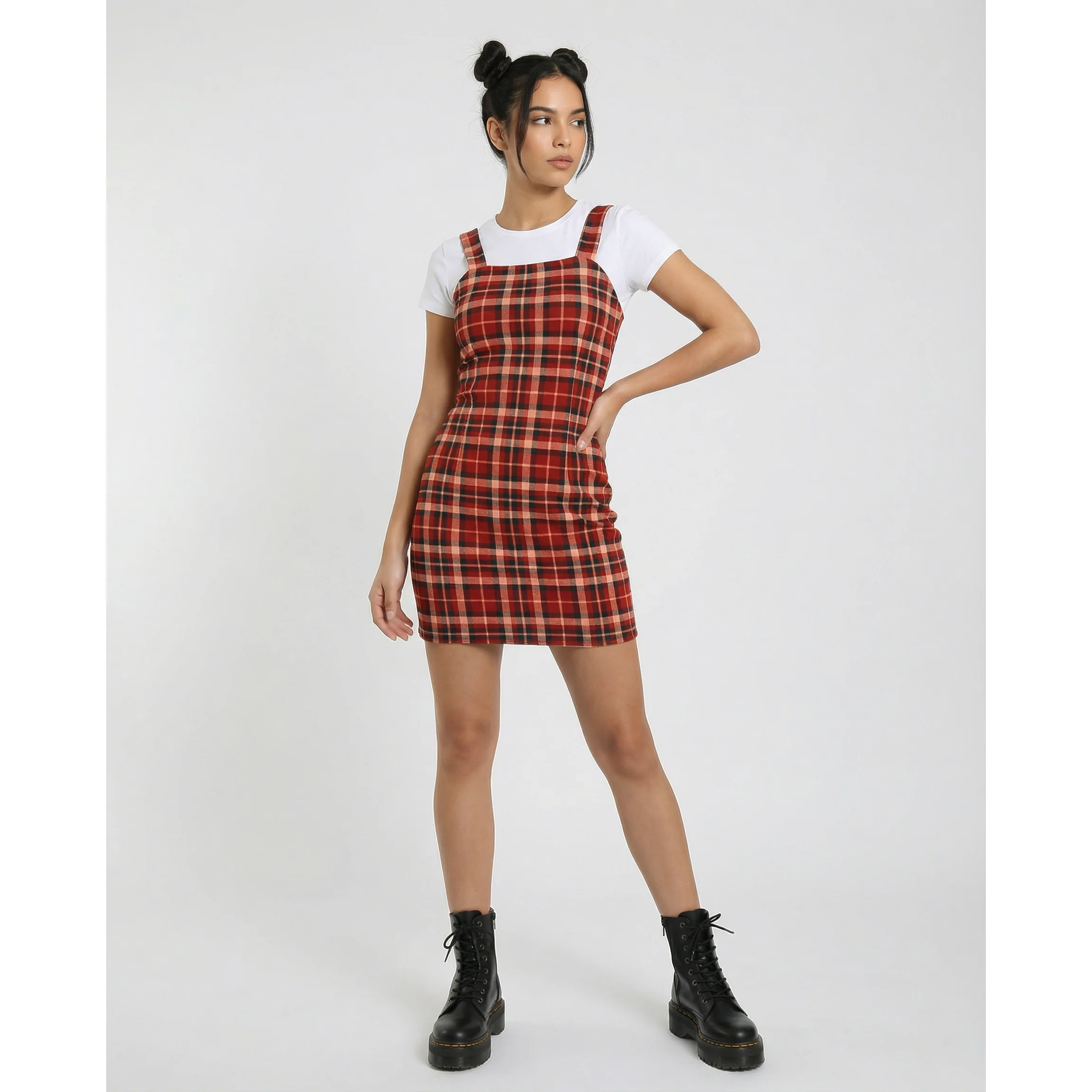 Sleeveless Strappy Plaid Mini Dress in Pomegranate | Red Check Mini Dress | Trendy Women’s Dress (SM–XL) - Image 3