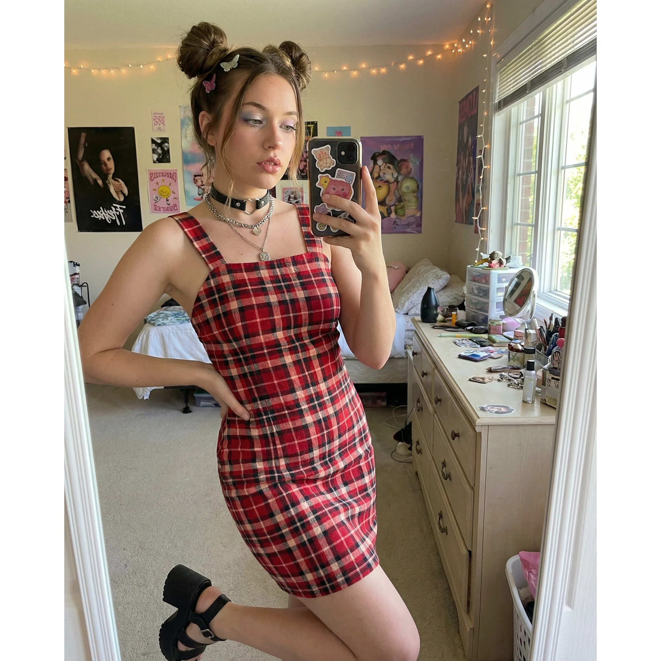 Sleeveless Strappy Plaid Mini Dress in Pomegranate | Red Check Mini Dress | Trendy Women’s Dress (SM–XL) - Image 7