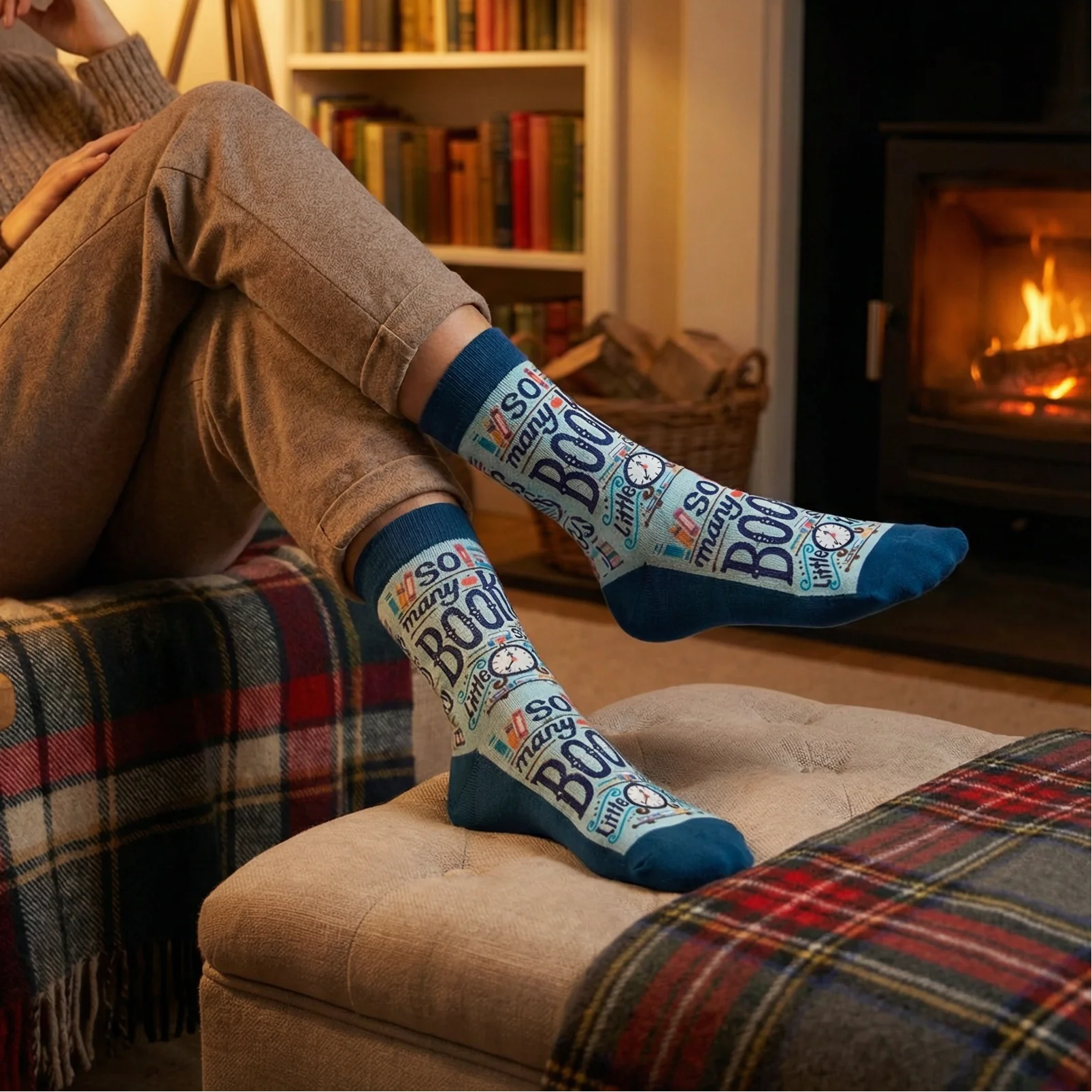 So Many Books So Little Time Women’s Crew Socks | Fun Book Lover Crew Socks - Image 2