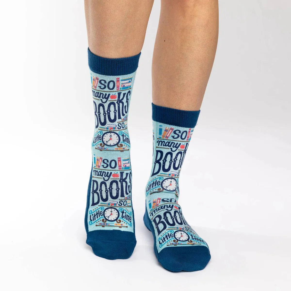 So Many Books So Little Time Women’s Crew Socks | Fun Book Lover Crew Socks - Image 3