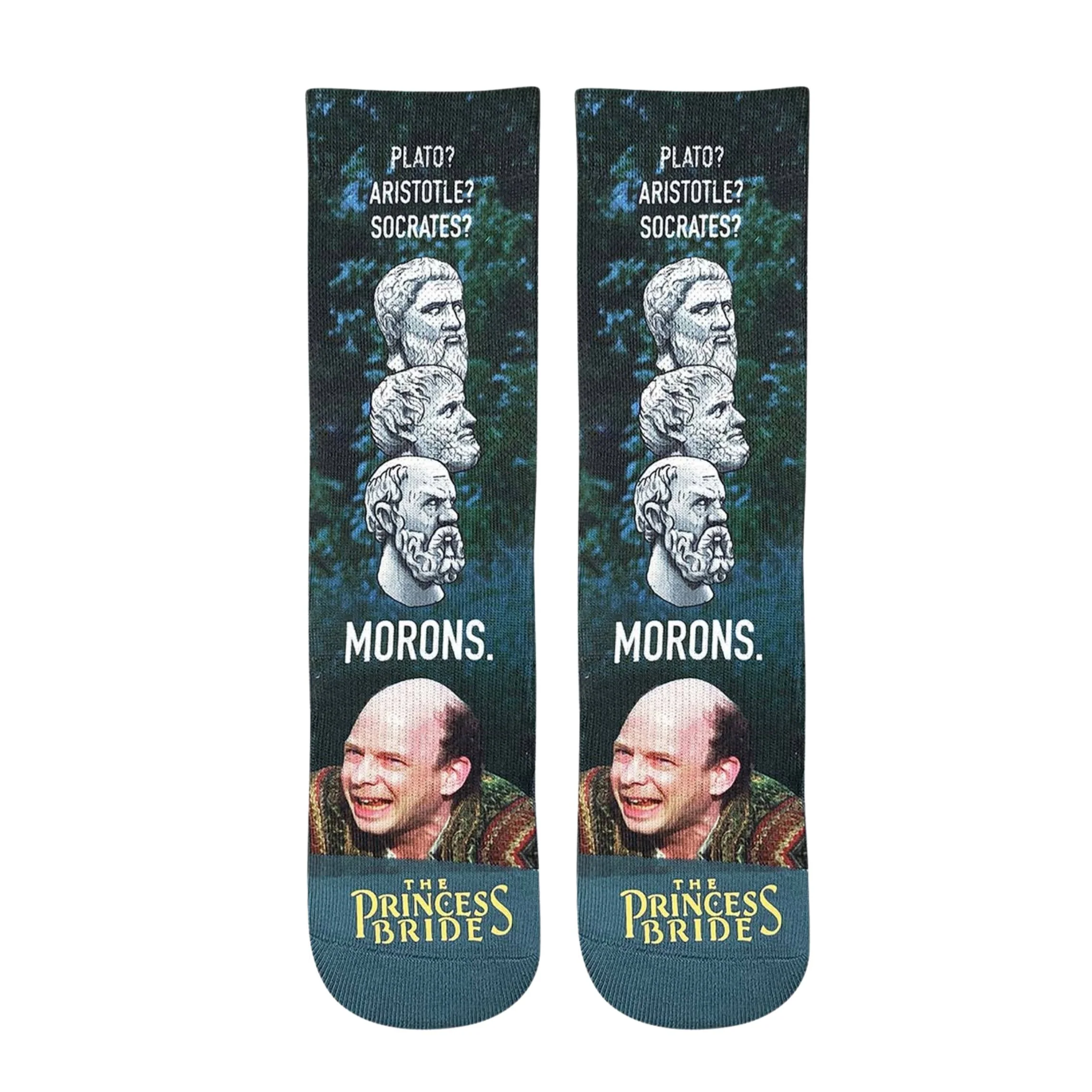 The Princess Bride “Morons” Women's Socks in Green | Vizzini’s Quote Crew Socks - Image 2