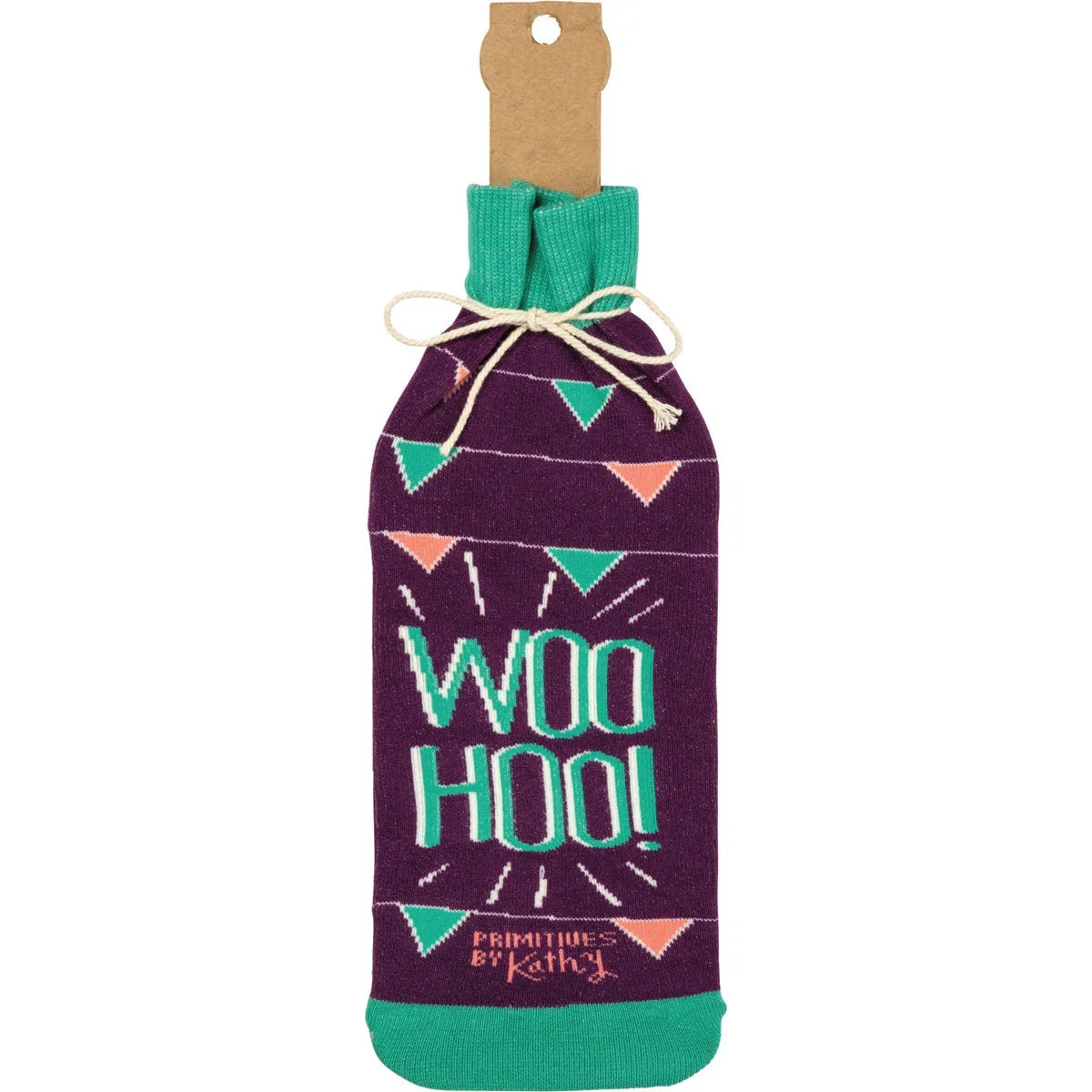 Woo Hoo! You Did It! Knit Wine Bottle Sock | Reusable Gift Bag for Gifting Wine - Image 3