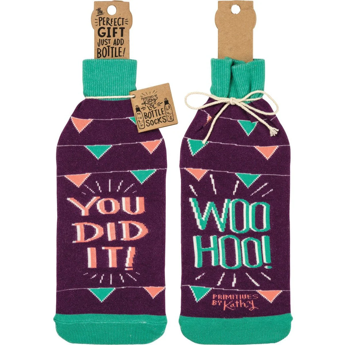Woo Hoo! You Did It! Knit Wine Bottle Sock | Reusable Gift Bag for Gifting Wine - Image 4