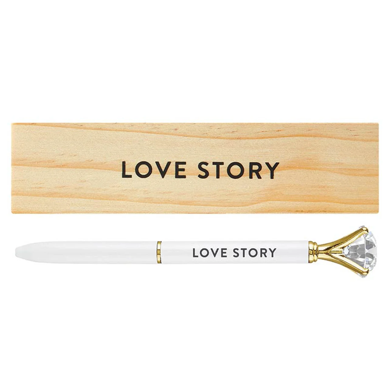 Wood Box with Gem Pen Set | Refillable Ballpoint in Pinewood Gift Box