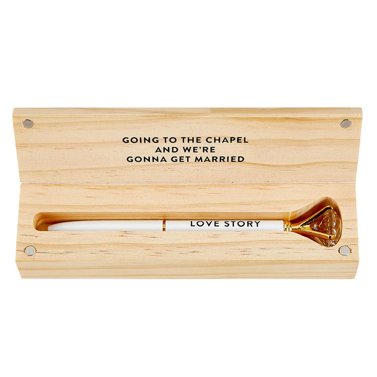 Wood Box with Gem Pen Set | Refillable Ballpoint in Pinewood Gift Box - Image 3