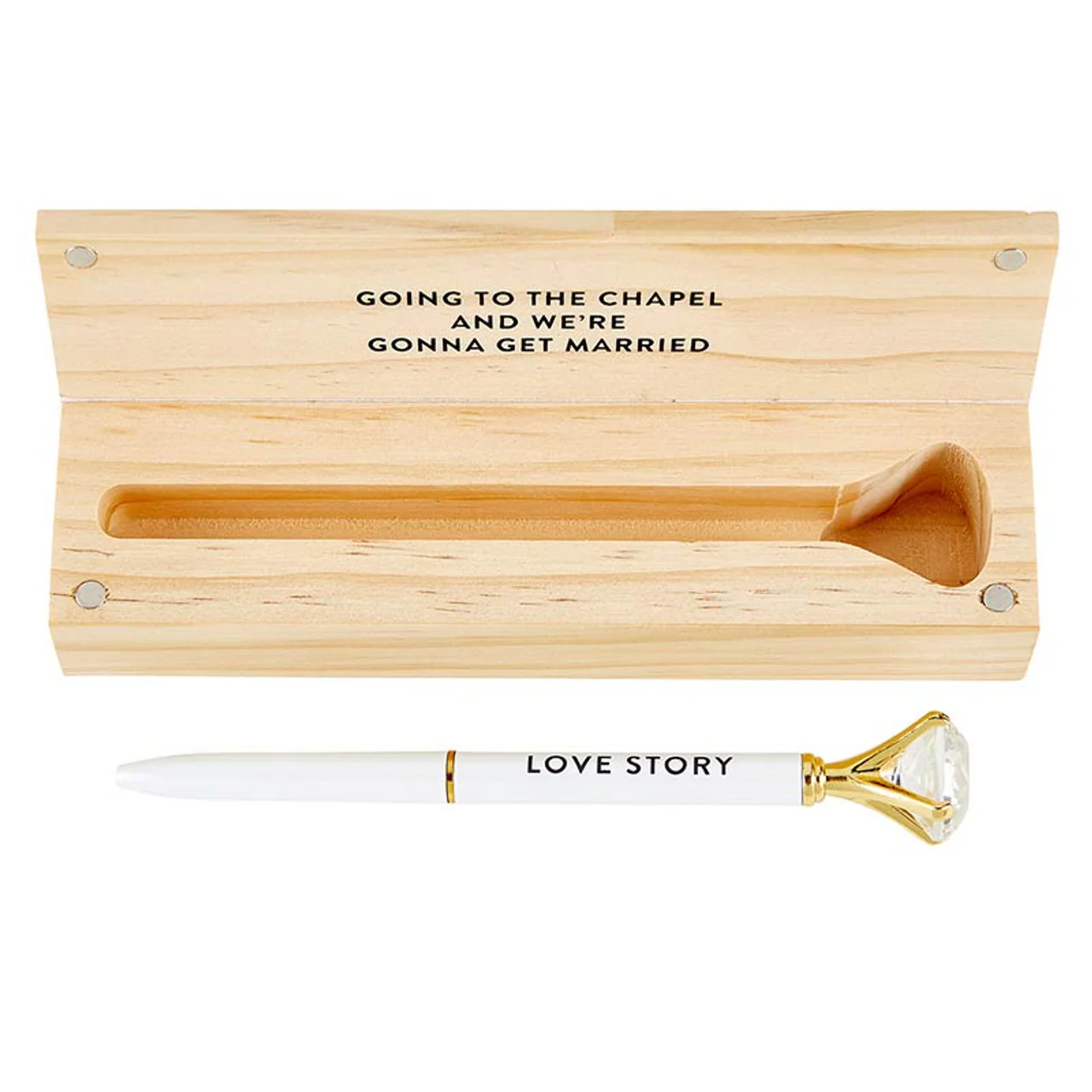Wood Box with Gem Pen Set | Refillable Ballpoint in Pinewood Gift Box - Image 4