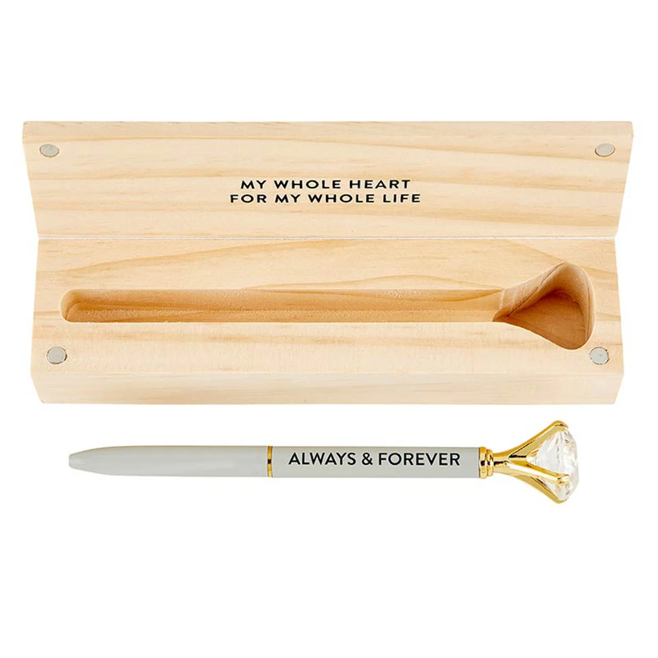 Wood Box with Gem Pen Set | Refillable Ballpoint in Pinewood Gift Box - Image 9