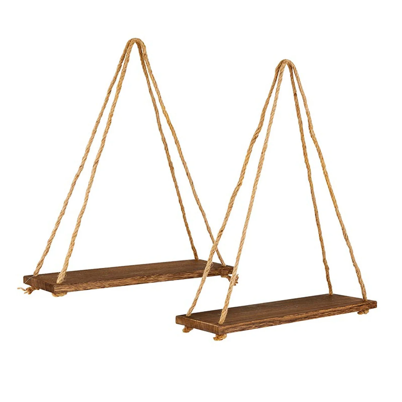 Set of 2 Wooden Triangle Shelves | Books Plants Floating Shelf | Rustic Design - Image 2