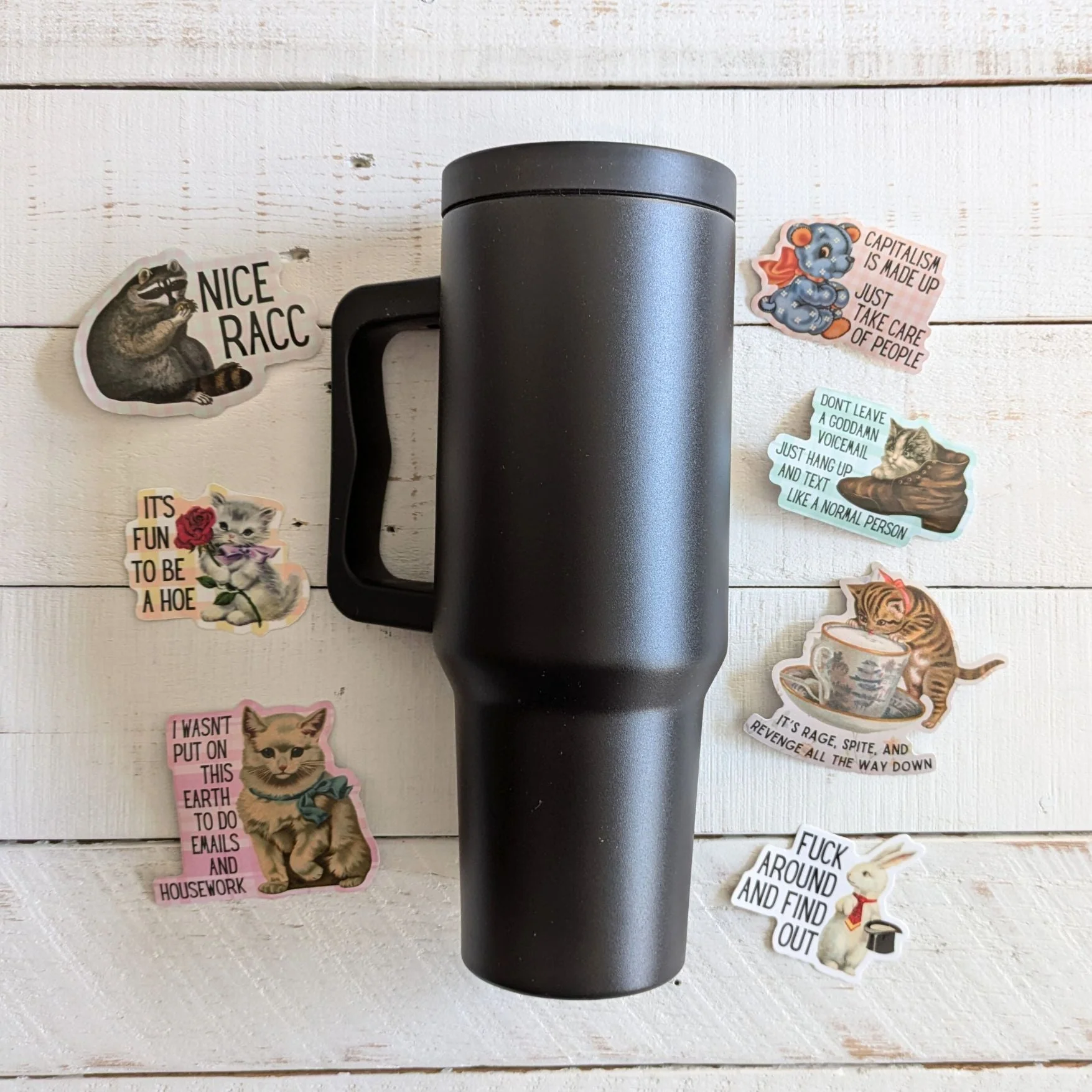 World’s Best Cup: The GetBullish Monocolor Sticker Tumbler 40 Oz Handle Travel Mug - Choose Your Own Sticker Pack - Image 30