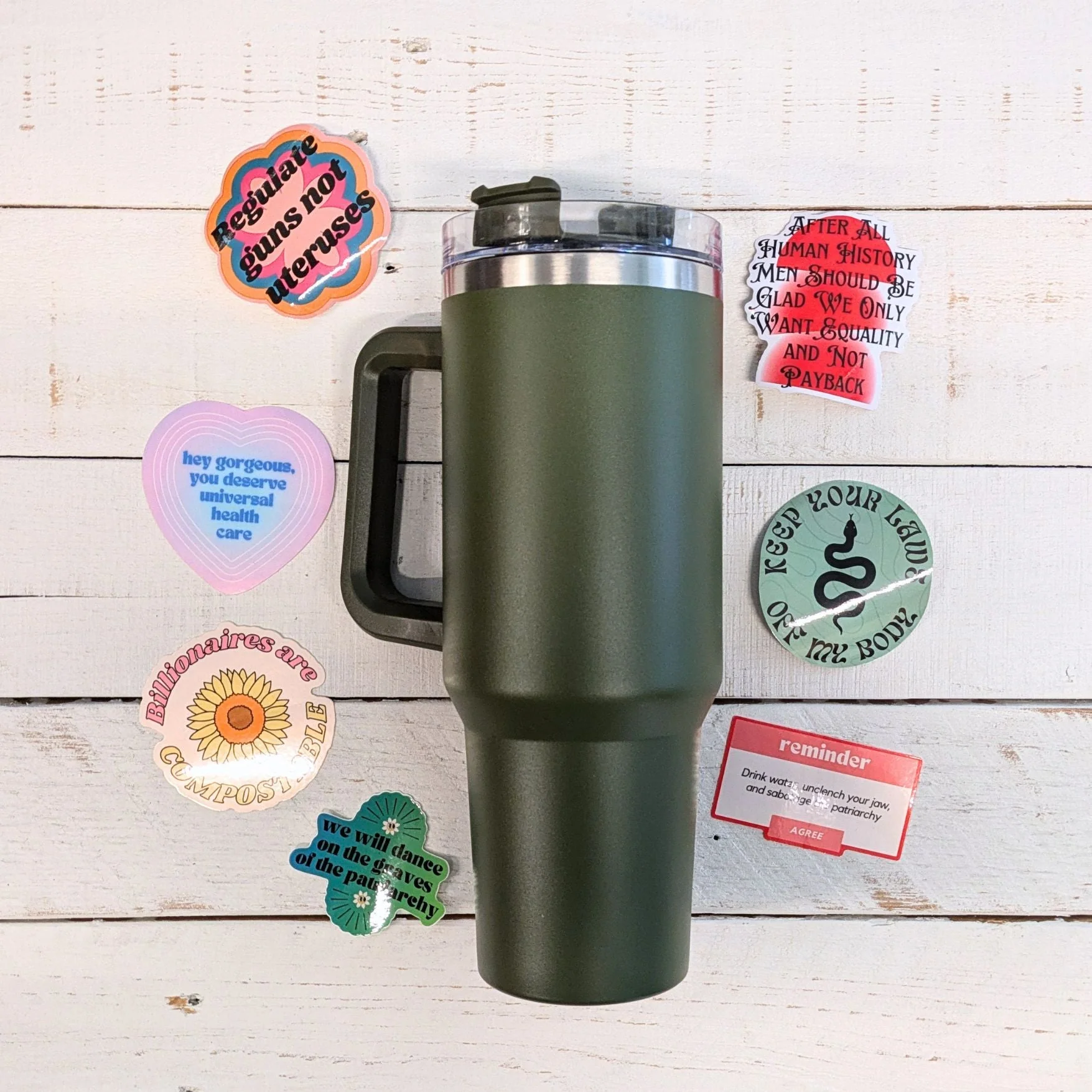 World’s Best Cup: The GetBullish Sticker Tumbler 40 Oz Handle Travel Mug - Choose Your Own Sticker Pack - Image 27