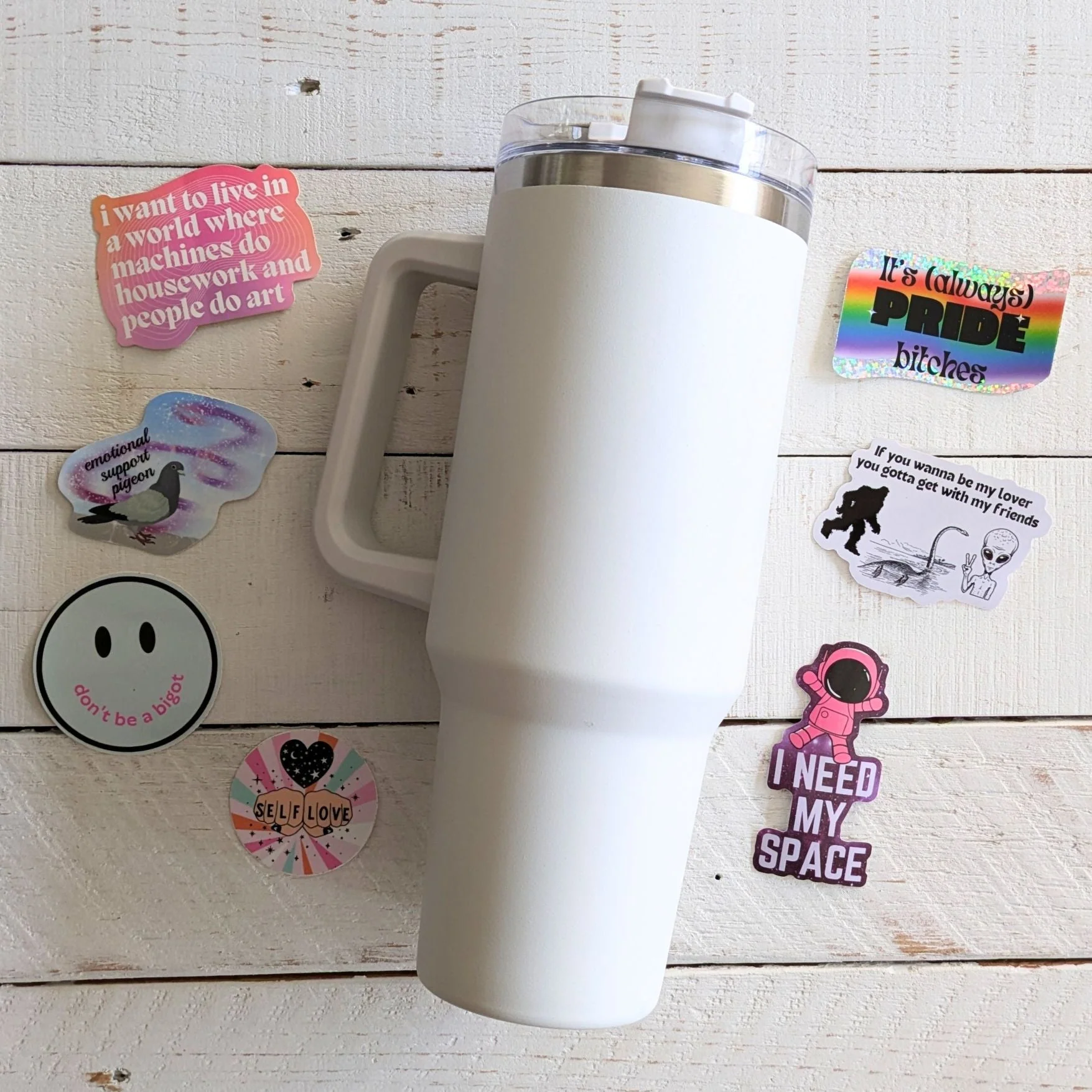 World’s Best Cup: The GetBullish Sticker Tumbler 40 Oz Handle Travel Mug - Choose Your Own Sticker Pack - Image 28