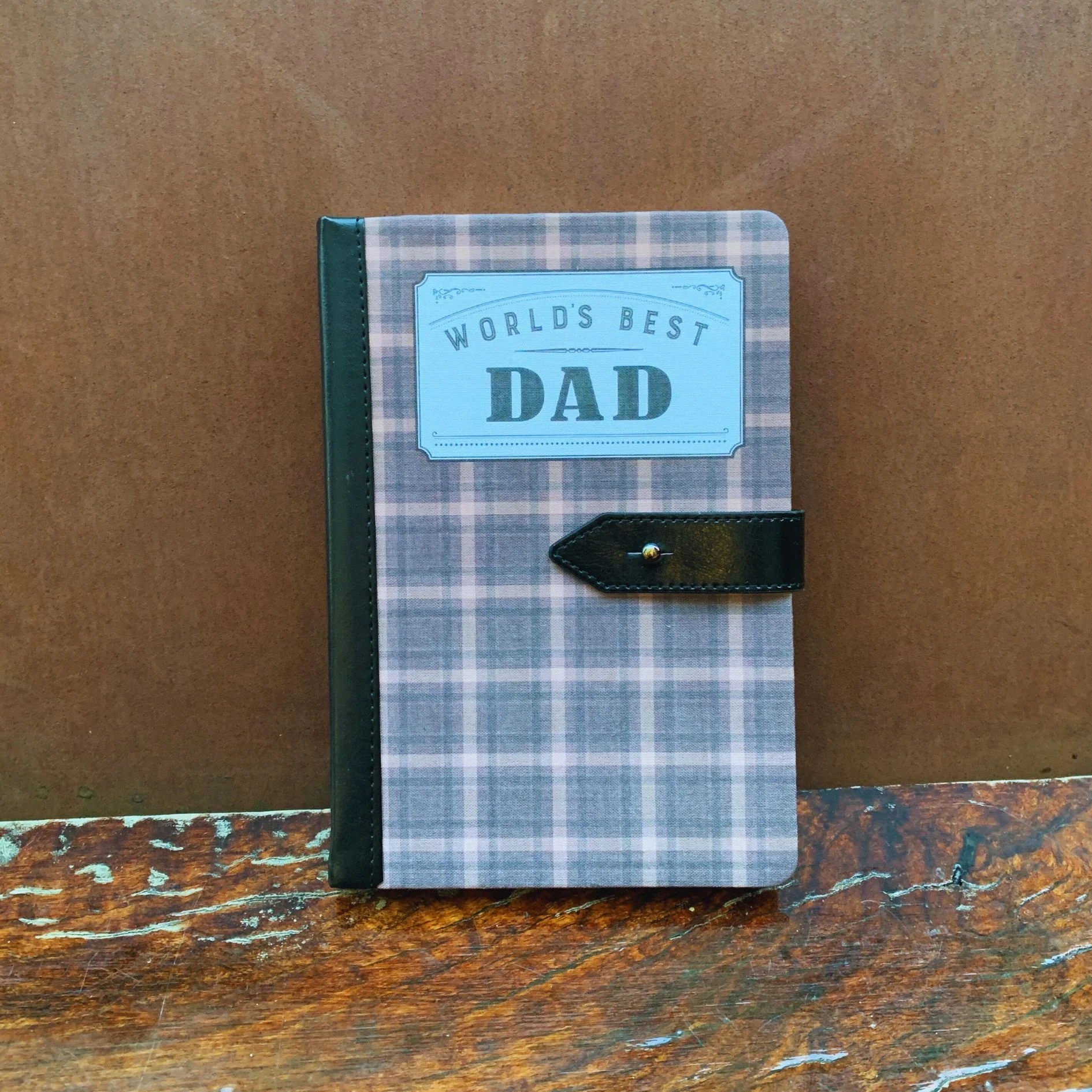 World's Best Dad Strap Journal | Gifts for Him | Plaid Vegan Leather Bound - Image 4