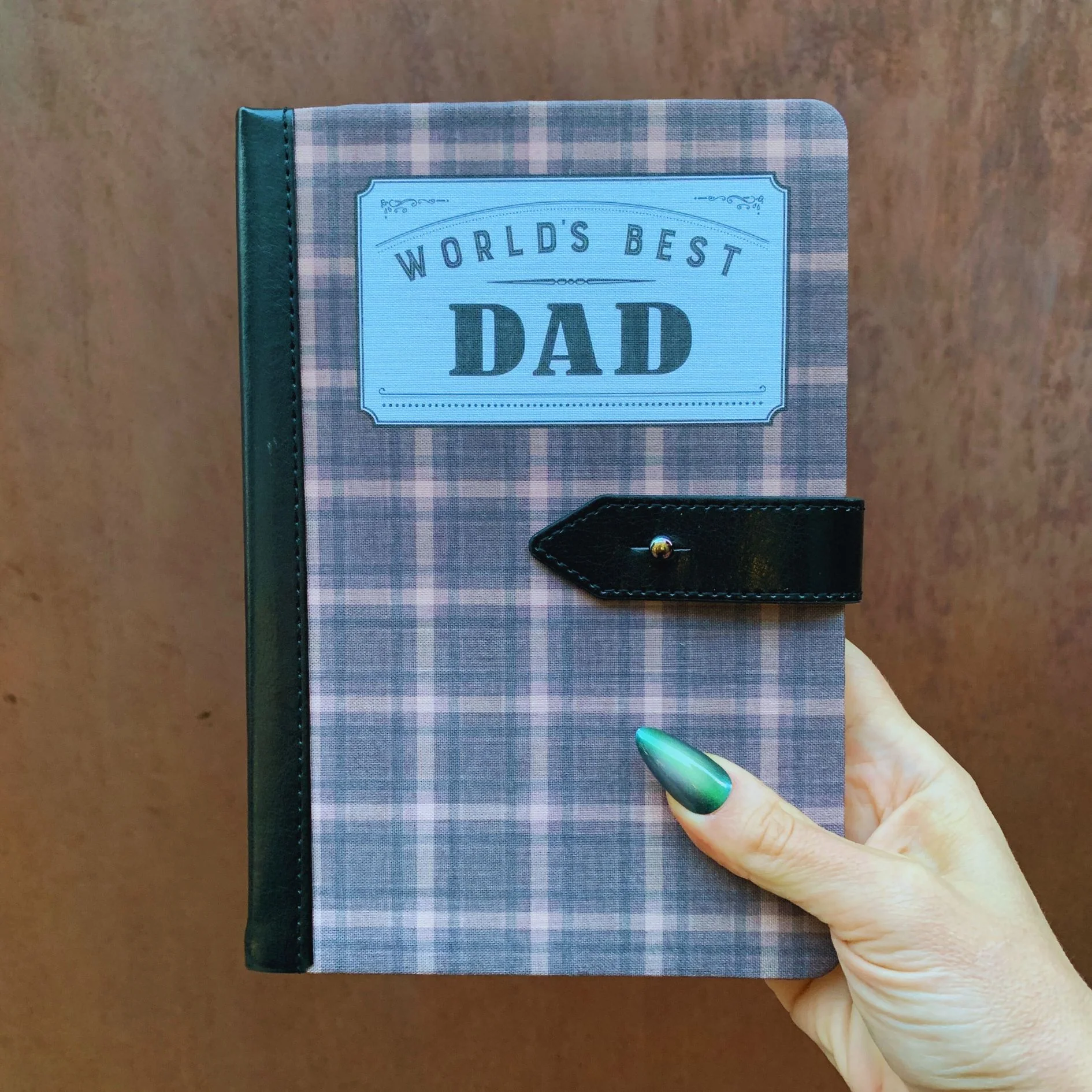 World's Best Dad Strap Journal | Gifts for Him | Plaid Vegan Leather Bound - Image 7