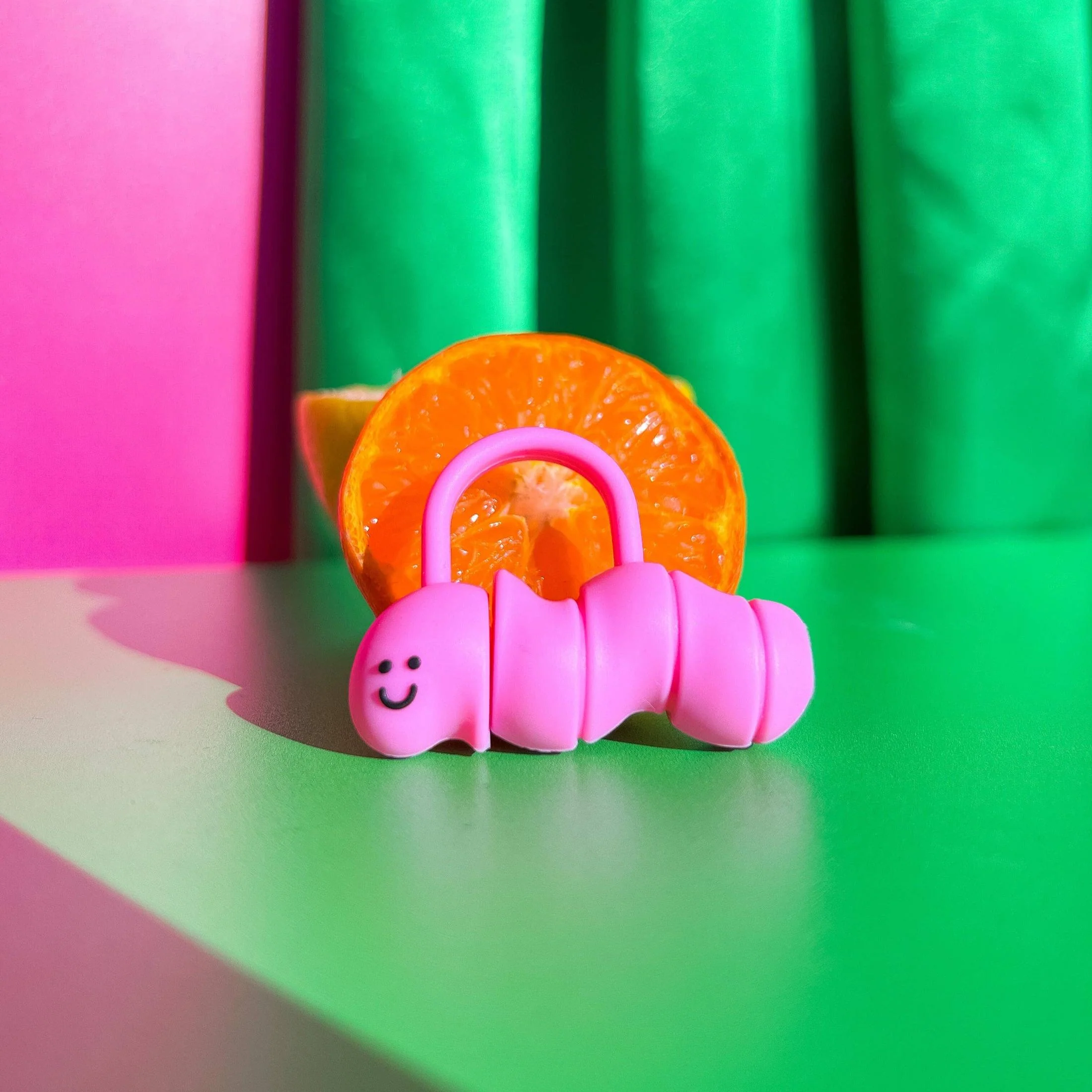Worm Straw Cover in Pink | Cute Silicone Straw Topper