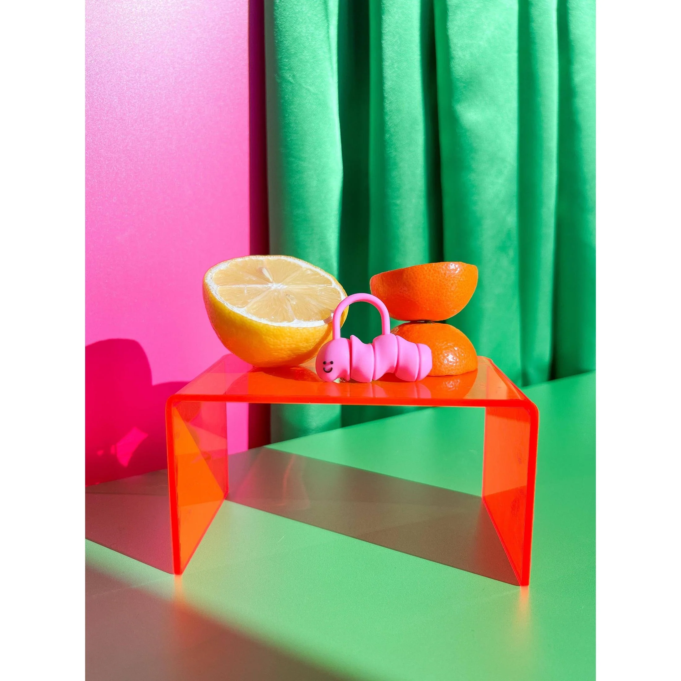 Worm Straw Cover in Pink | Cute Silicone Straw Topper - Image 3