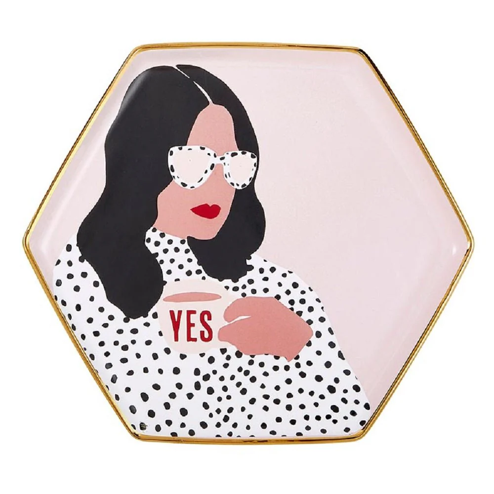Yes, Girl Hexagon Mug & Saucer Set in Pink - Image 5