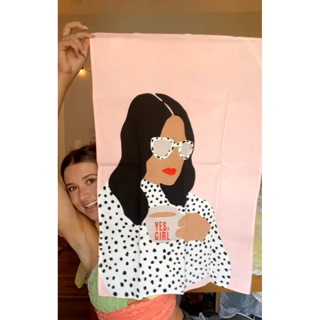 Yes, Girl Large Pink Tea Towel | Extra Large 20" W x 27.5" L | In a Gift Box! | Gift for Her - Image 4