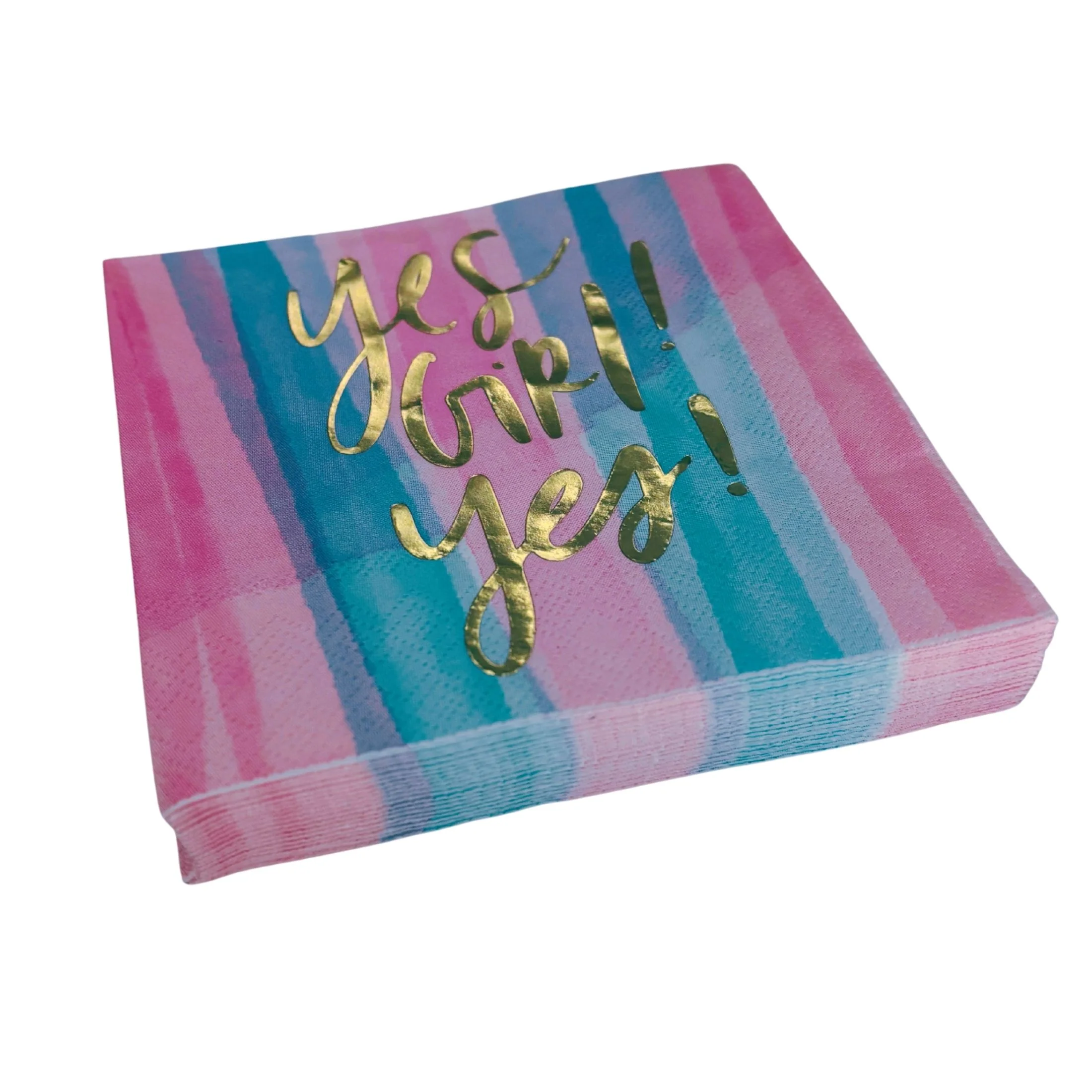 Yes Girl Yes Beverage Napkins in Watercolor Design | Multicolor Cocktail Party Paper Napkin | 5" x 5" - Image 3