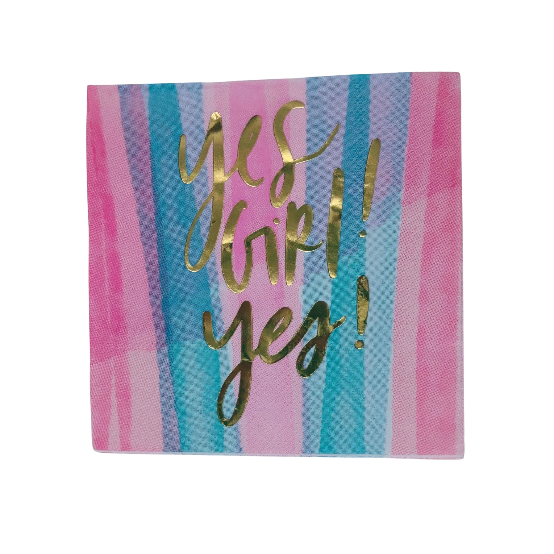 Yes Girl Yes Beverage Napkins in Watercolor Design | Multicolor Cocktail Party Paper Napkin | 5" x 5" - Image 5