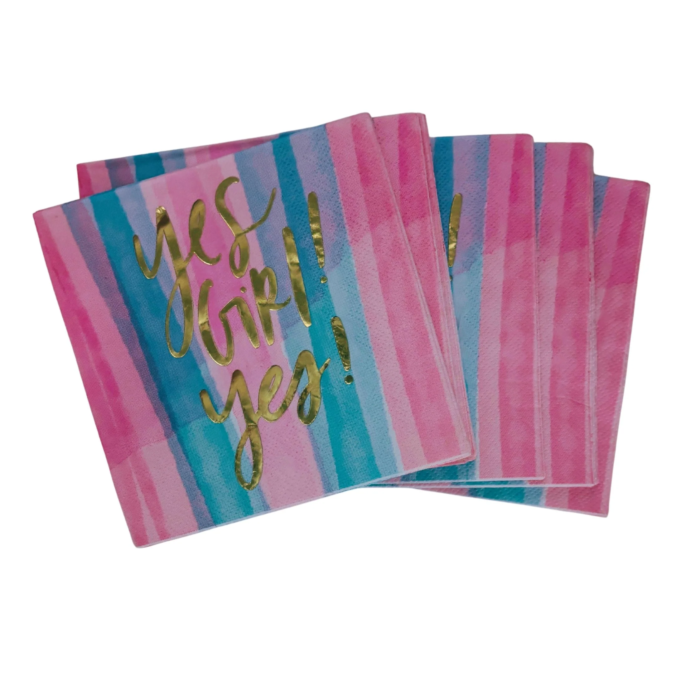 Yes Girl Yes Beverage Napkins in Watercolor Design | Multicolor Cocktail Party Paper Napkin | 5" x 5" - Image 6