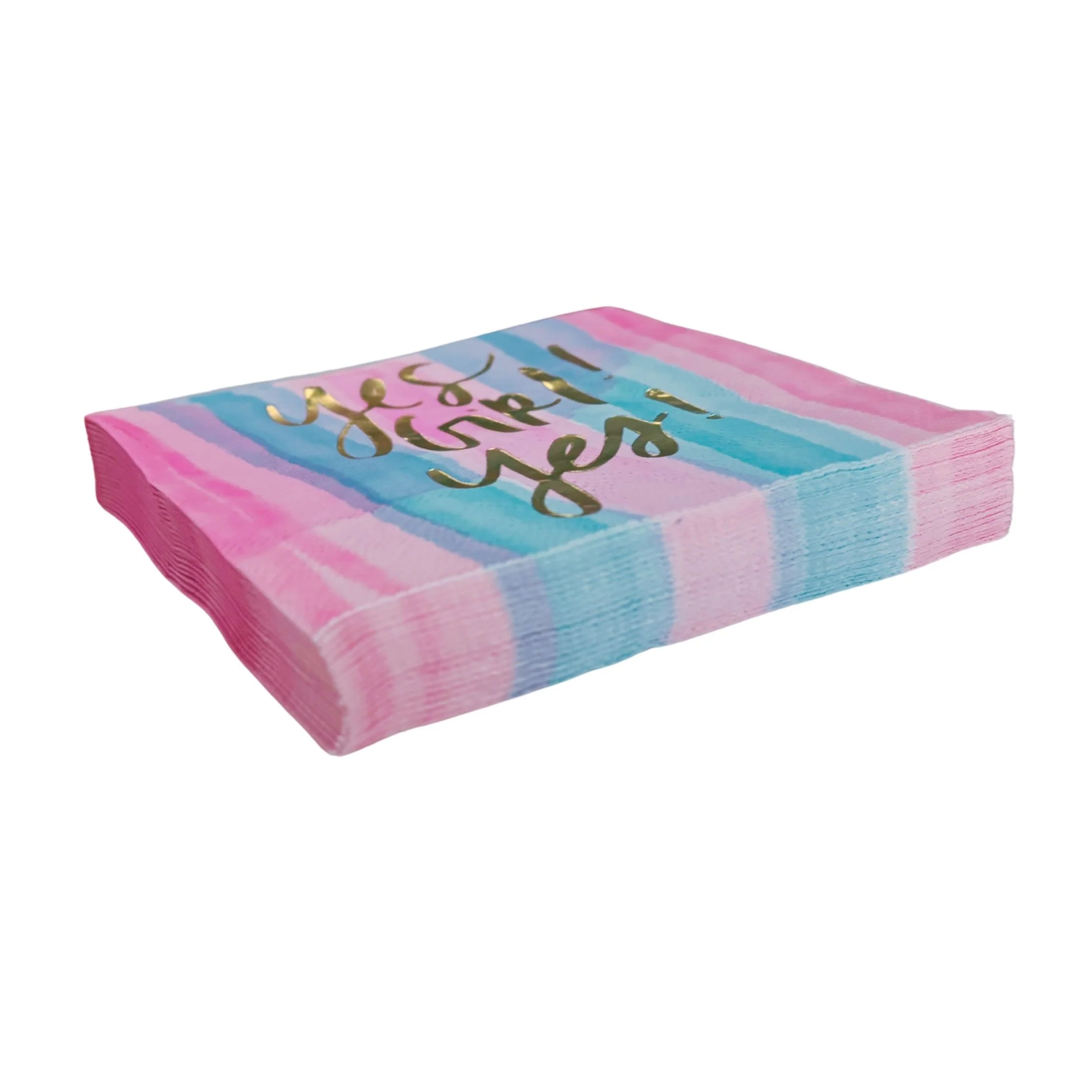 Yes Girl Yes Beverage Napkins in Watercolor Design | Multicolor Cocktail Party Paper Napkin | 5" x 5" - Image 7