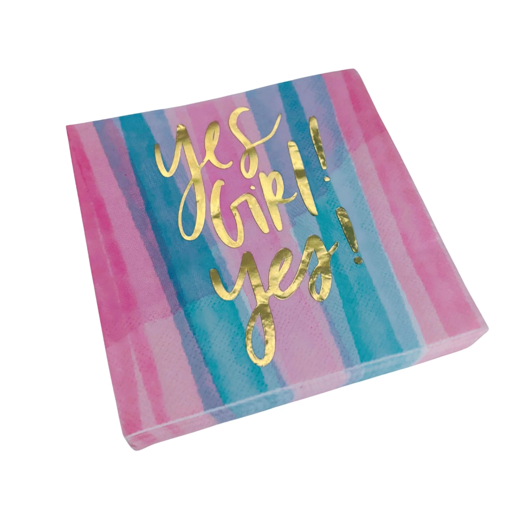 Yes Girl Yes Beverage Napkins in Watercolor Design | Multicolor Cocktail Party Paper Napkin | 5" x 5" - Image 8