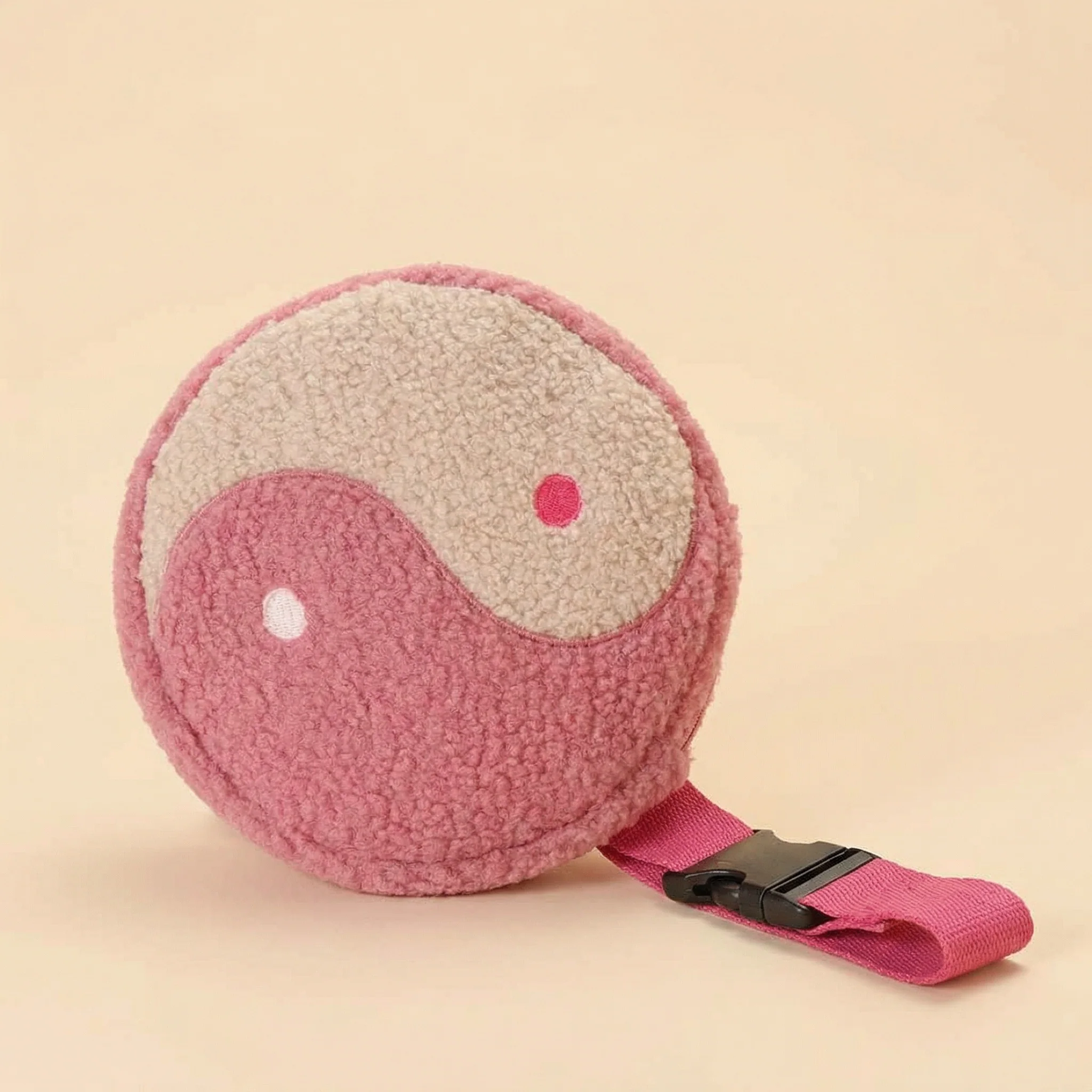 Yin Yang Crossbody Bag in Pink Plush | Crossbody Purse with Hot Pink Strap - Image 4