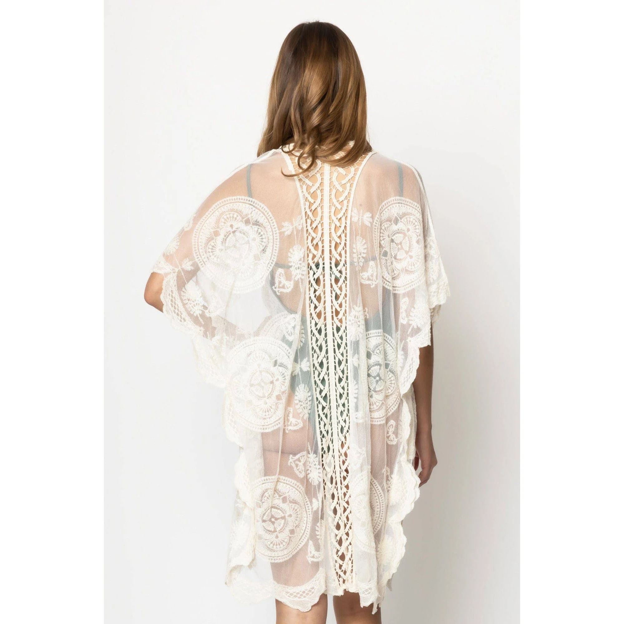 Makenzie Lace Kimono in Ivory | Open Duster (One Size) - Image 4