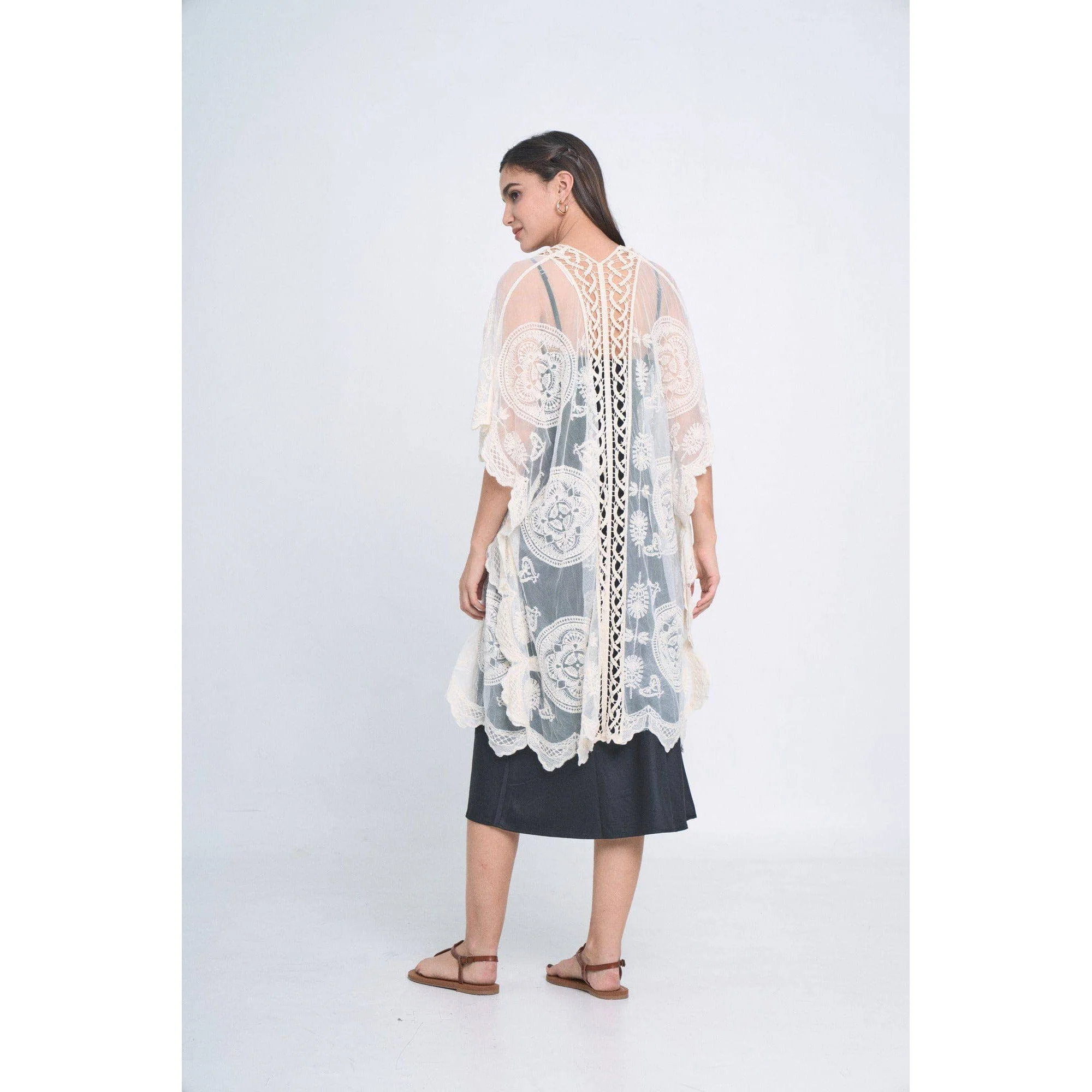 Makenzie Lace Kimono in Ivory | Open Duster (One Size) - Image 5