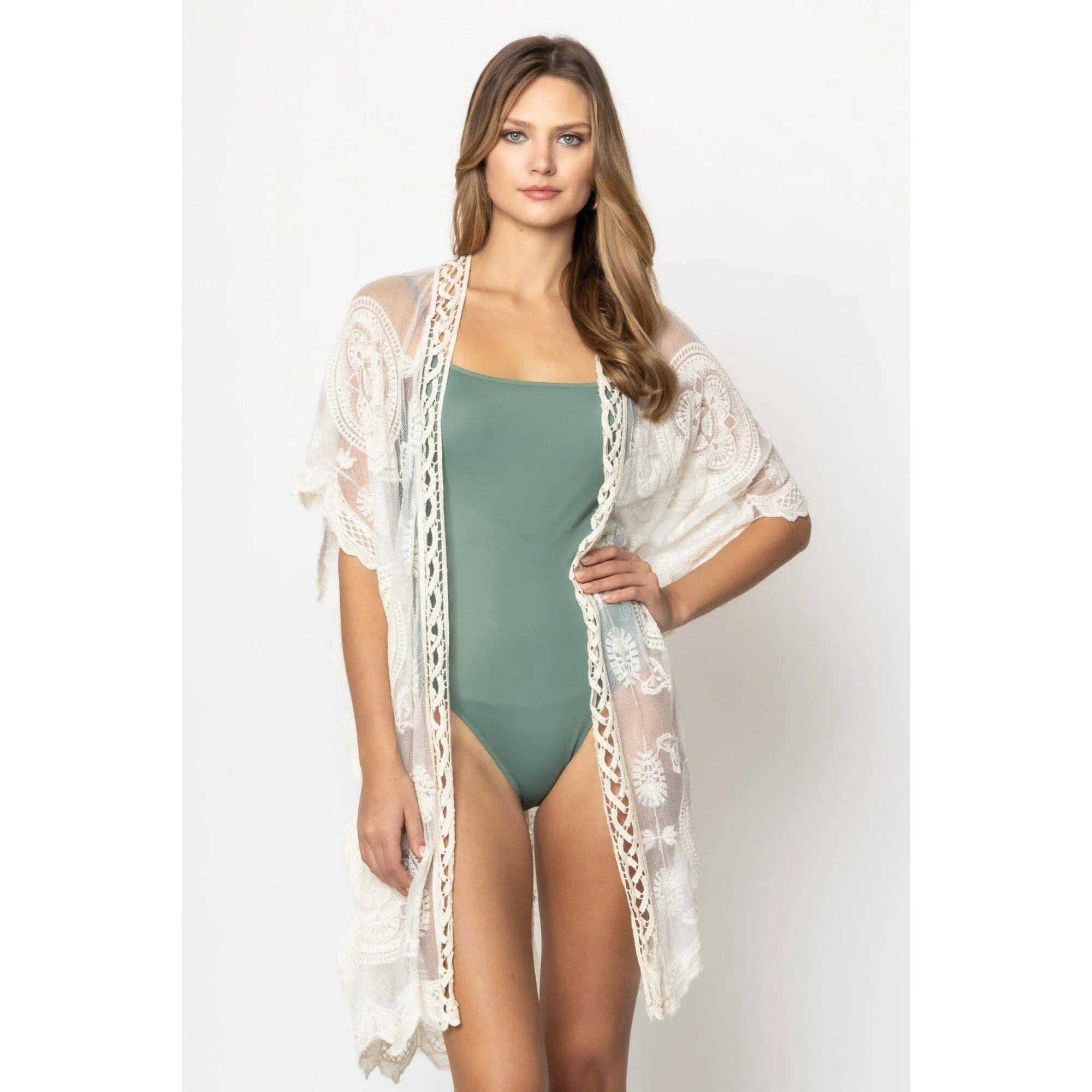Makenzie Lace Kimono in Ivory | Open Duster (One Size) - Image 6