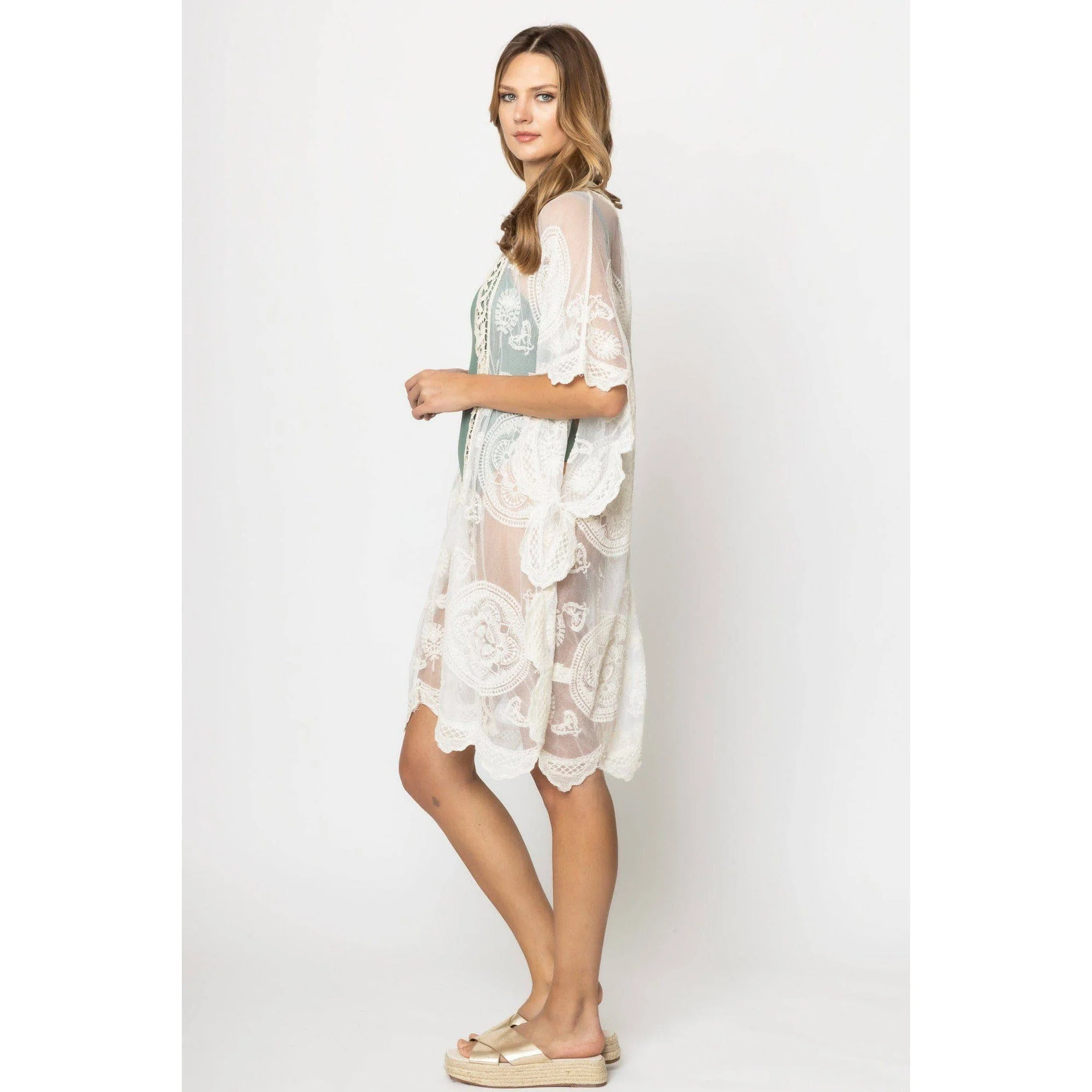Makenzie Lace Kimono in Ivory | Open Duster (One Size) - Image 7