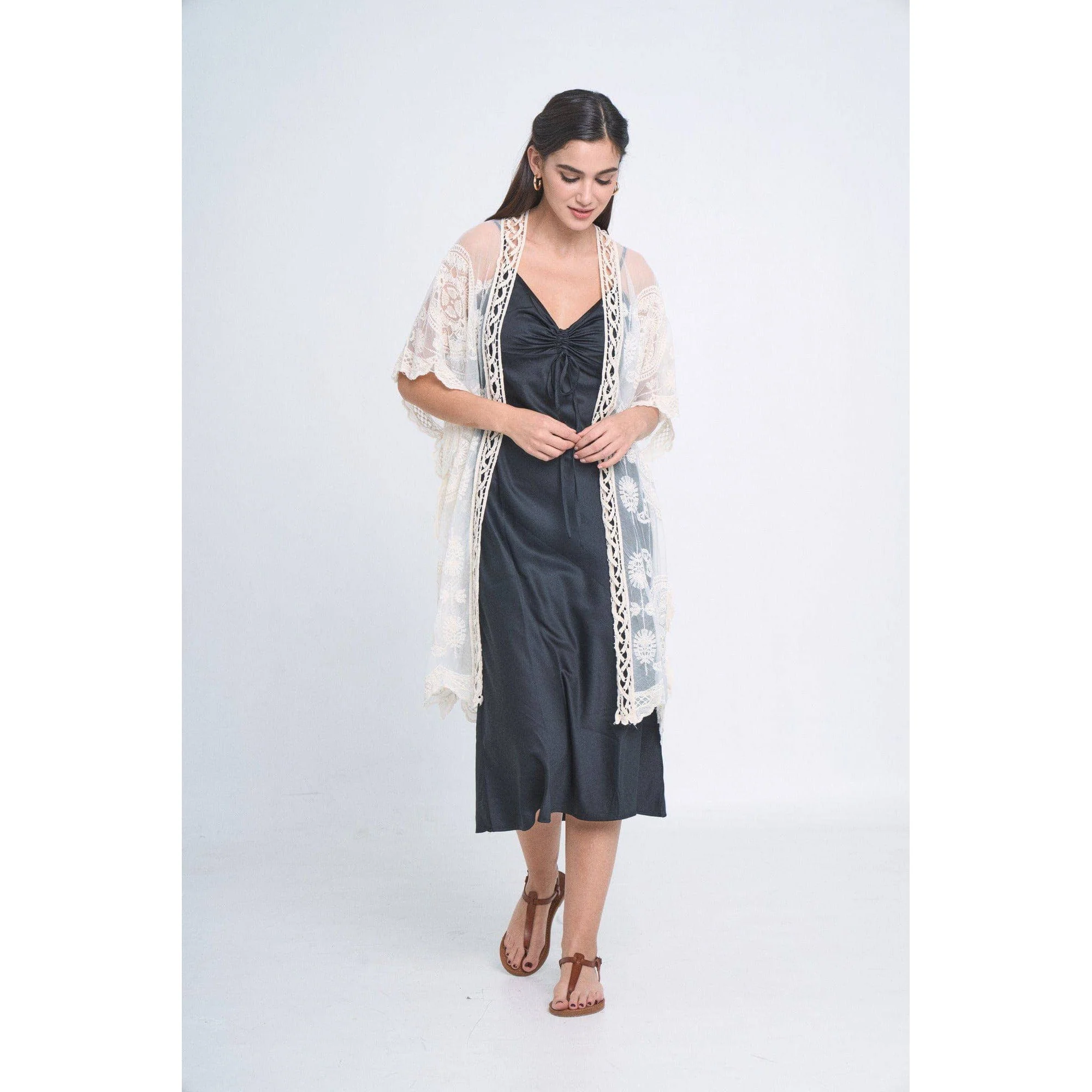 Makenzie Lace Kimono in Ivory | Open Duster (One Size) - Image 8