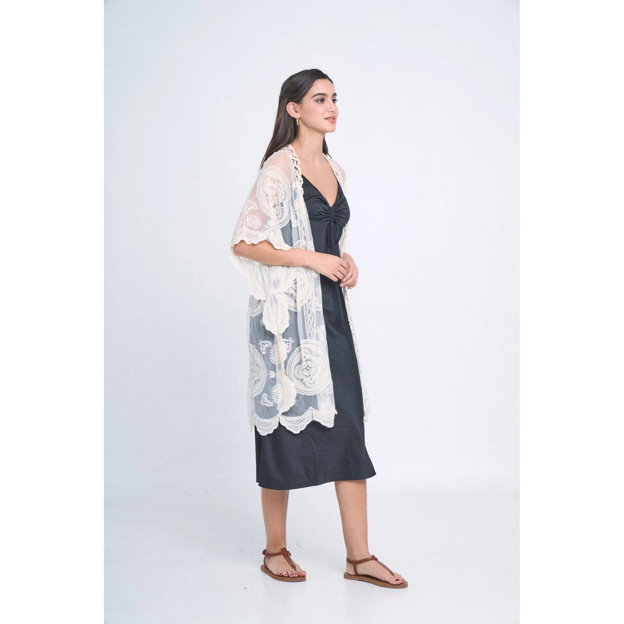 Makenzie Lace Kimono in Ivory | Open Duster (One Size) - Image 9