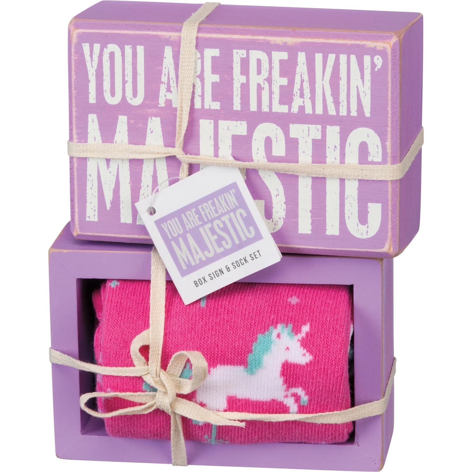 You Are Freakin' Majestic Unicorn Box Sign And Socks Giftable Set | Gift for Her - Image 6