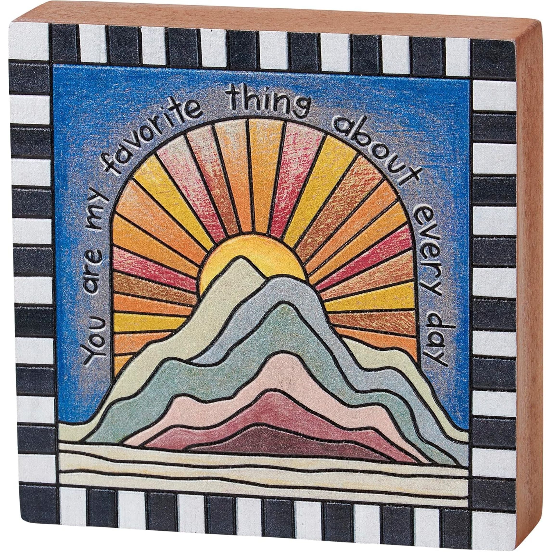 You Are My Favorite Thing Block Sign | Mountain Sunrise Inspirational Decor 4" Square - Image 2
