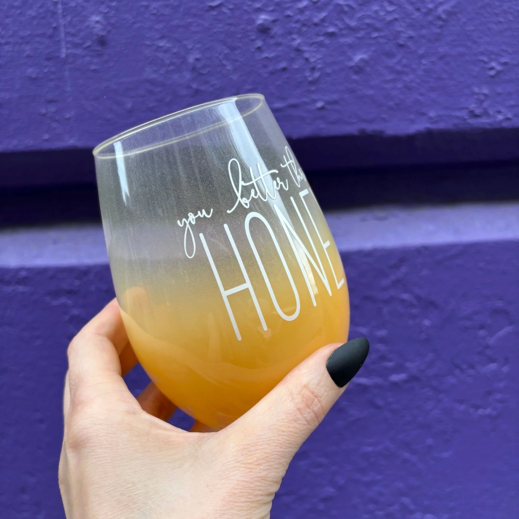 You Better Thrive Honey Wine Glass in Yellow Ombre | Stemless Wine Glass | 20oz - Image 7