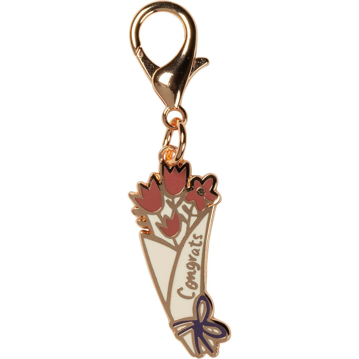 Congrats You Did It! Flower Bouquet Hard Enamel Keychain Charm | Congratulations Gift | Attach to Handbags, Backpacks, Keyrings - Image 2